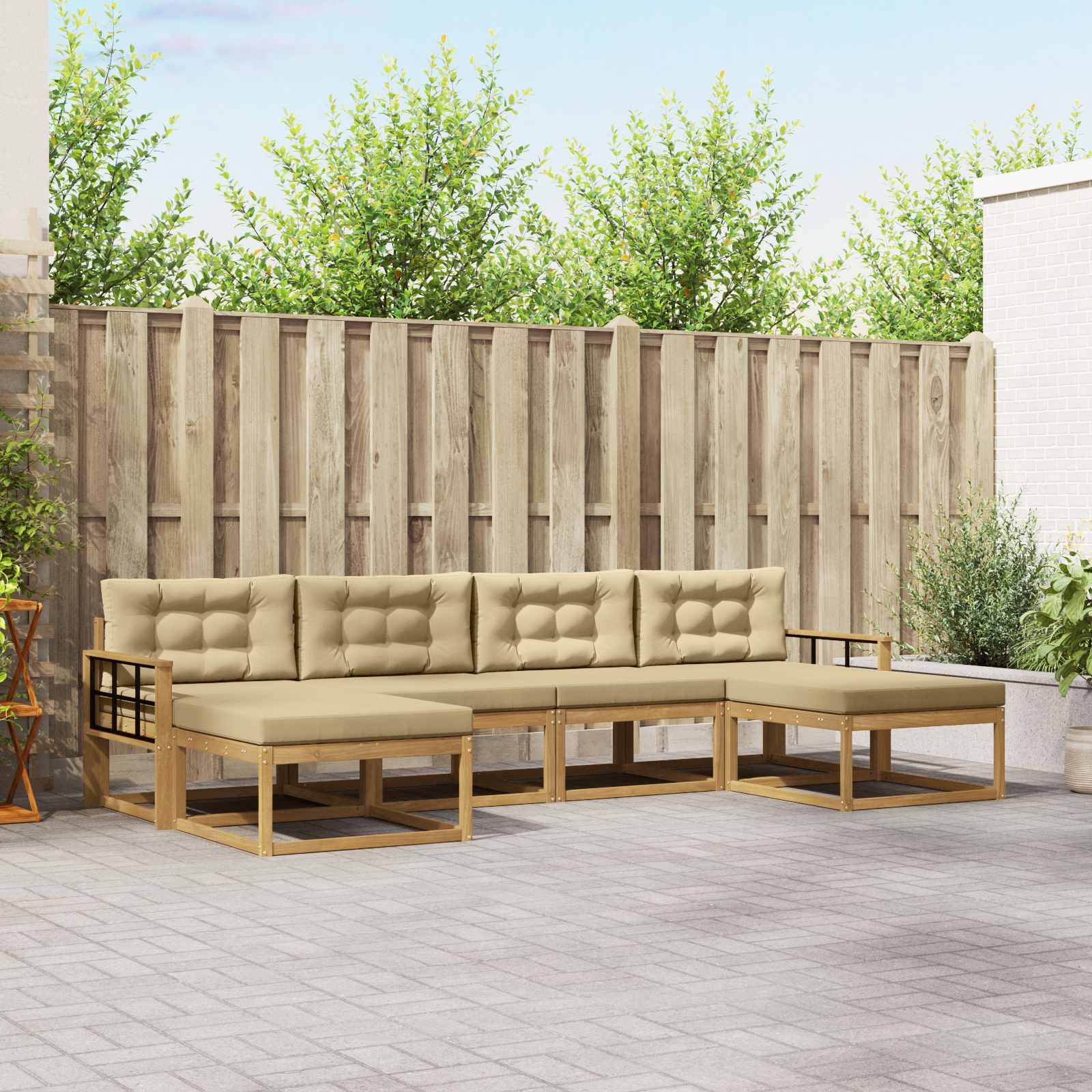 vidaXL Buiten bankenset 6 pcs Naturel Massief Acaciahout