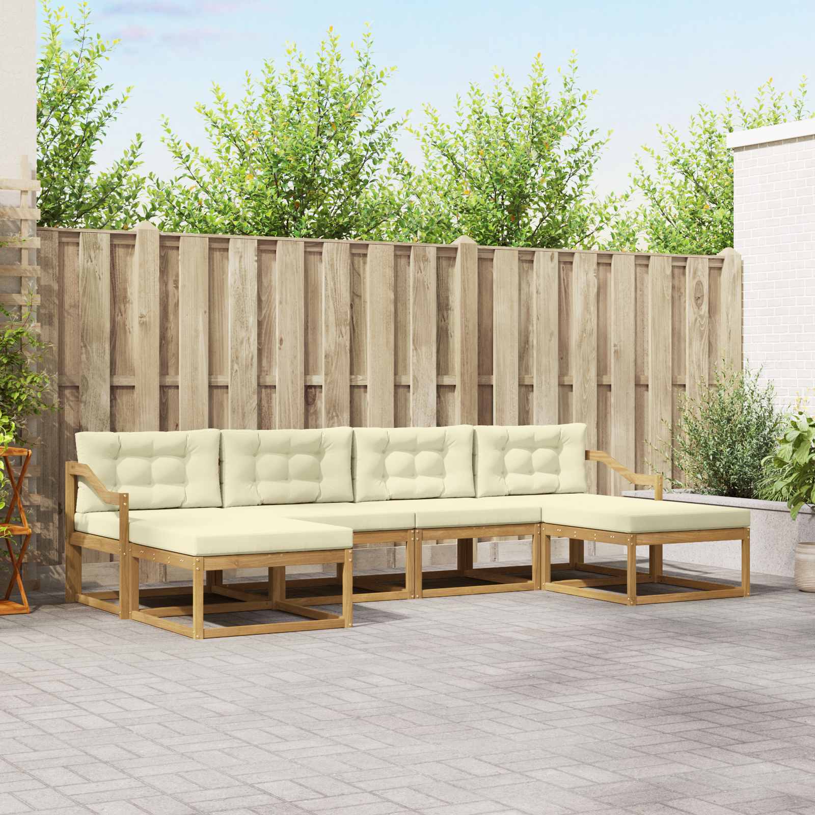 vidaXL Buiten bankenset 6 pcs Naturel Massief Acaciahout