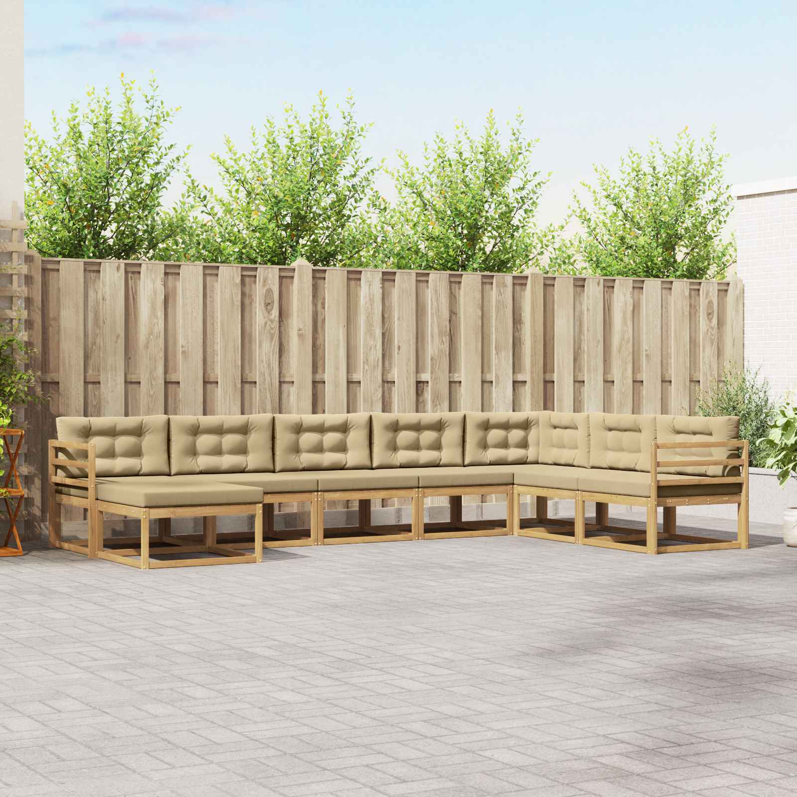 vidaXL Buiten bankenset 8 pcs Naturel Massief Acaciahout