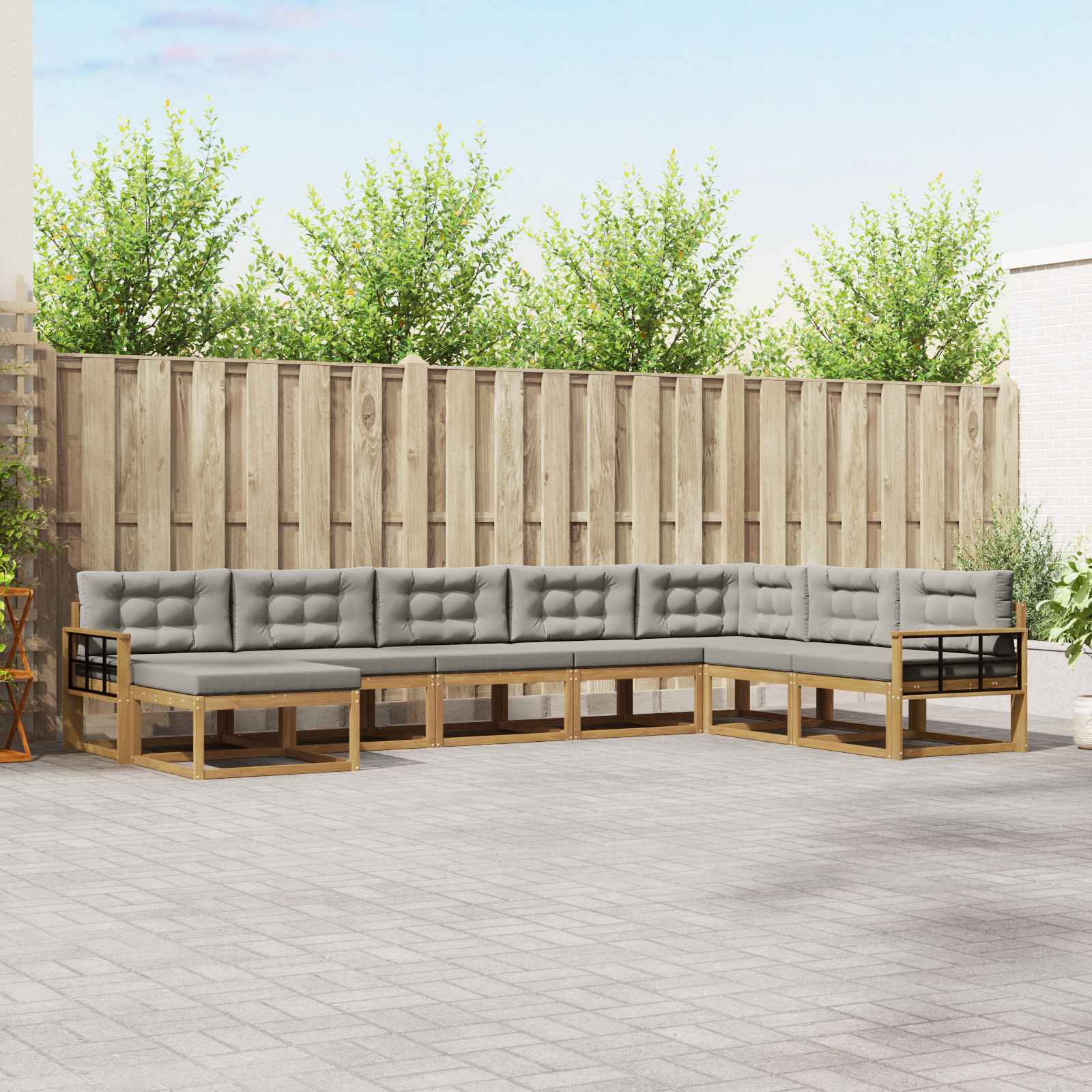 vidaXL Buiten bankenset 8 pcs Naturel Massief Acaciahout