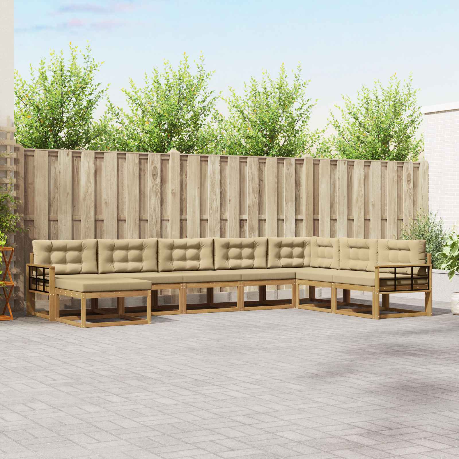 vidaXL Buiten bankenset 8 pcs Naturel Massief Acaciahout