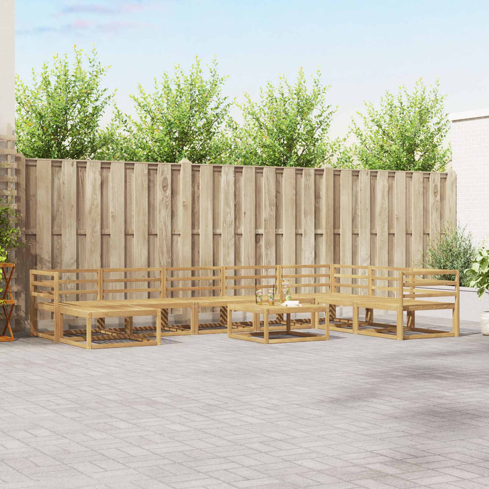vidaXL Buiten bankenset 9 pcs Naturel Massief Acaciahout