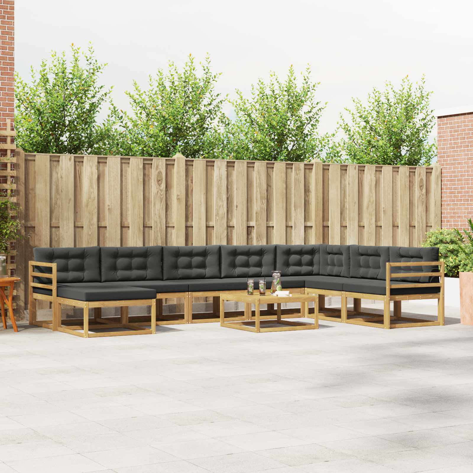vidaXL Buiten bankenset 9 pcs Naturel Massief Acaciahout