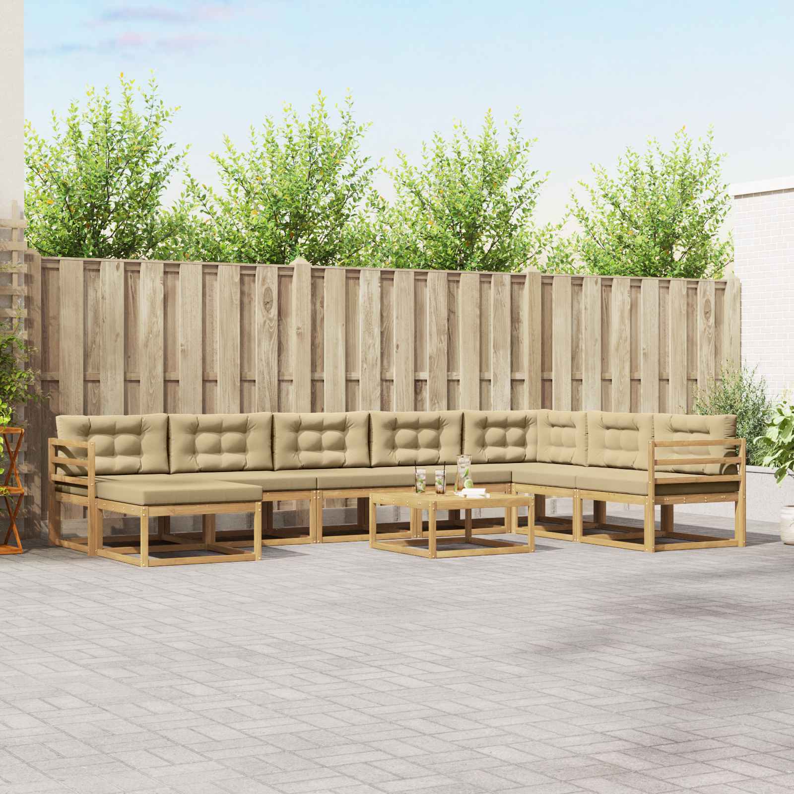 vidaXL Buiten bankenset 9 pcs Naturel Massief Acaciahout