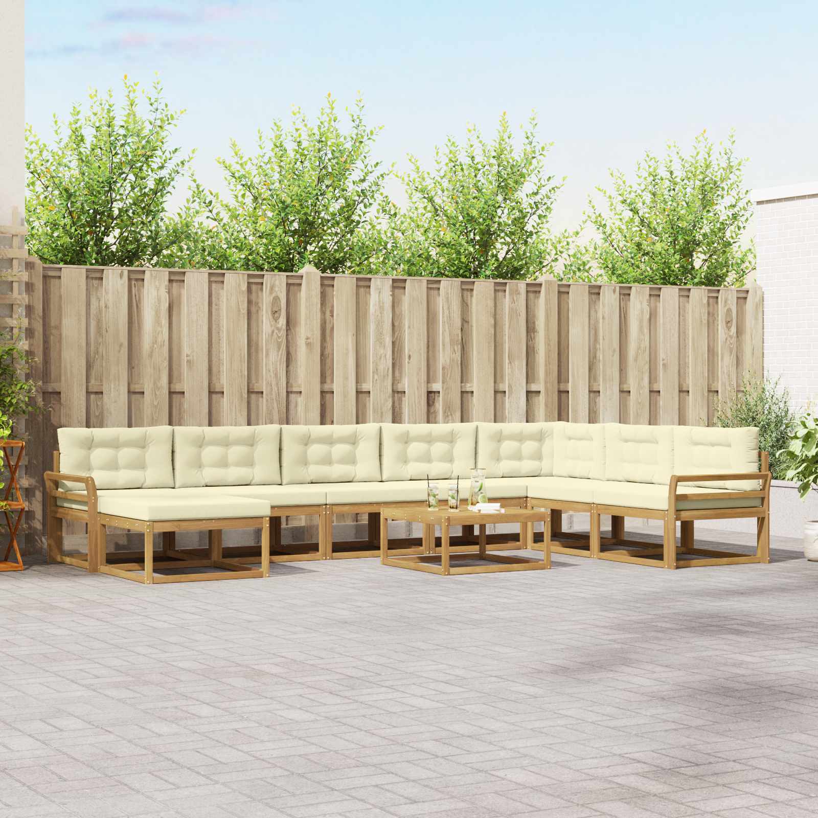 vidaXL Buiten bankenset 9 pcs Naturel Massief Acaciahout