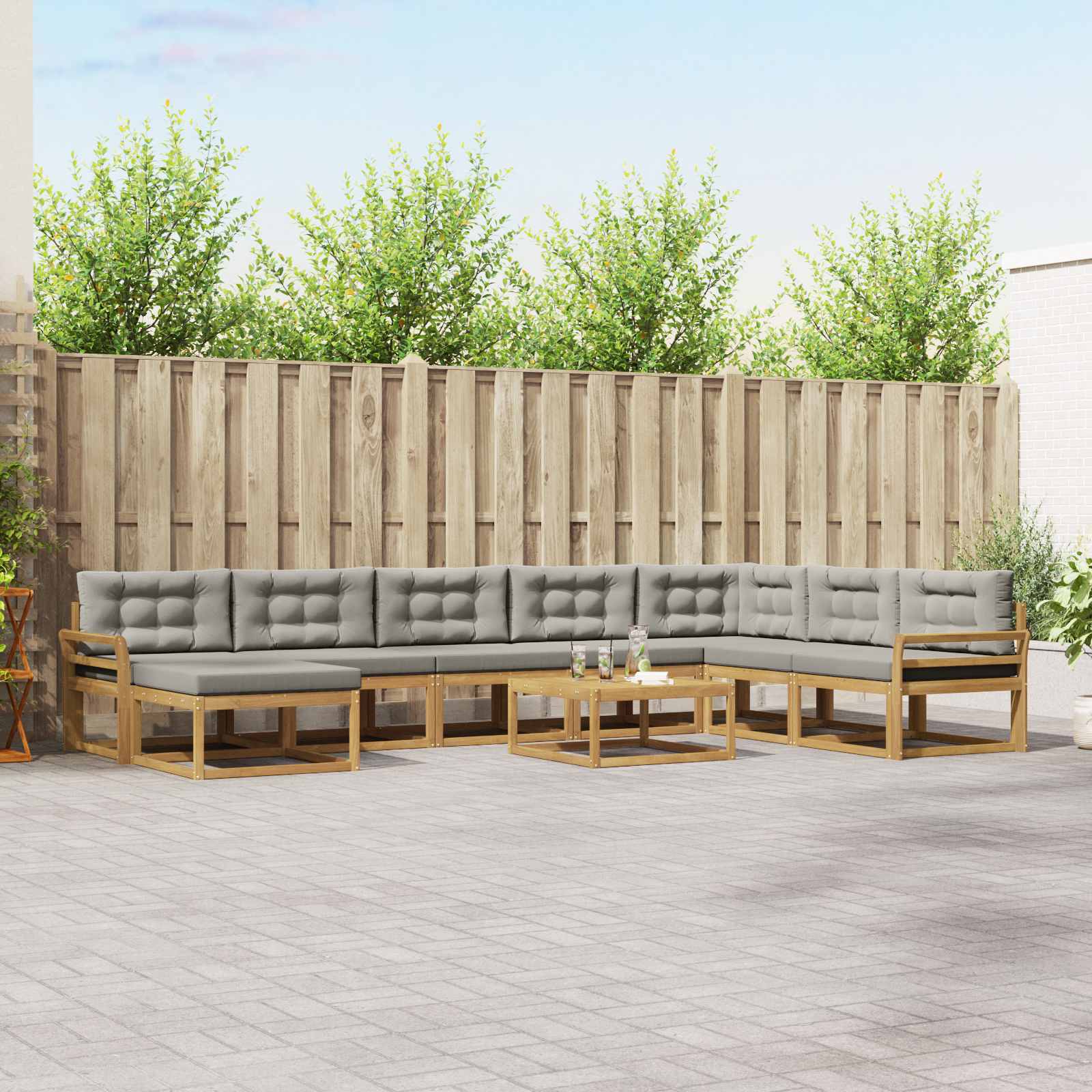 vidaXL Buiten bankenset 9 pcs Naturel Massief Acaciahout