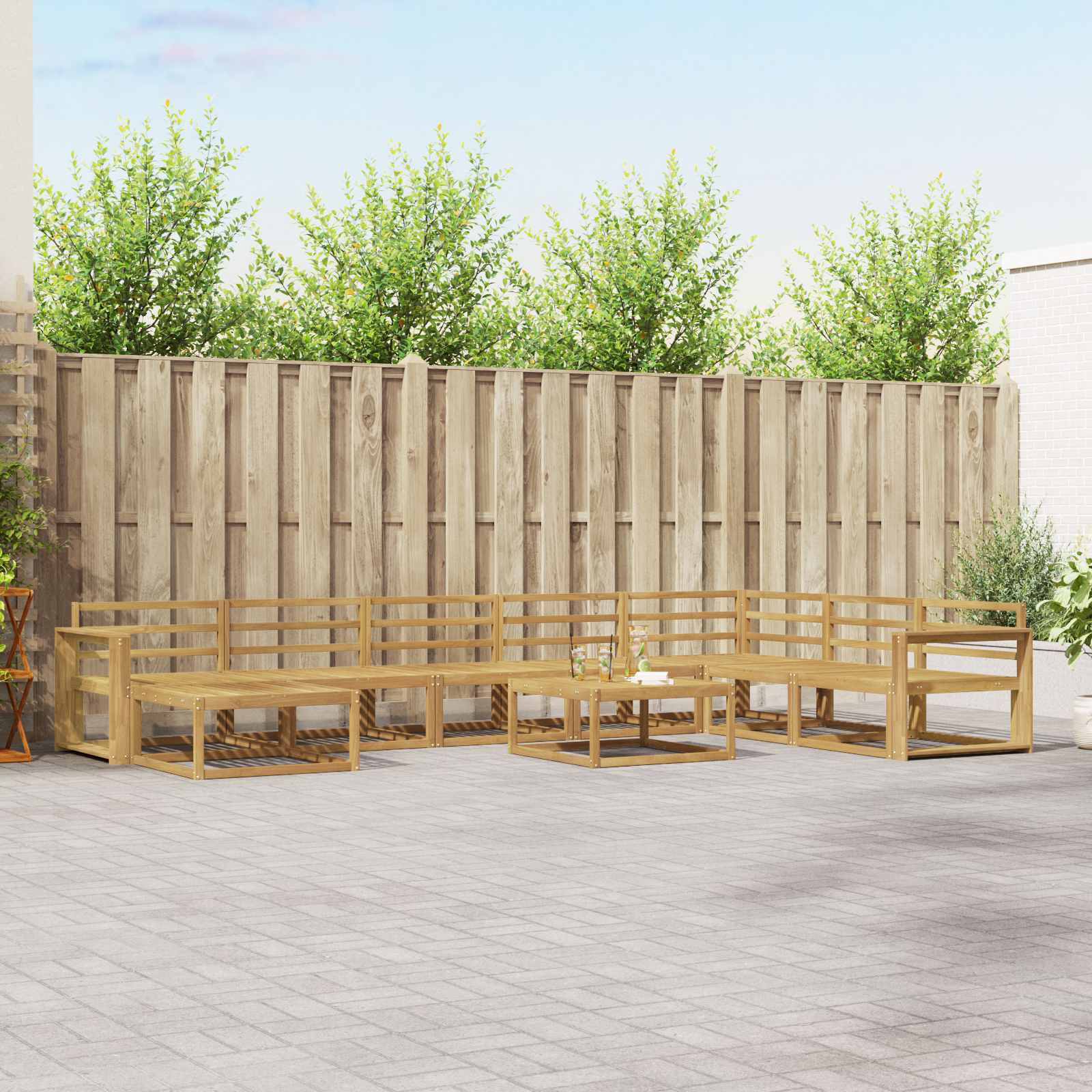 vidaXL Buiten bankenset 9 pcs Naturel Massief Acaciahout