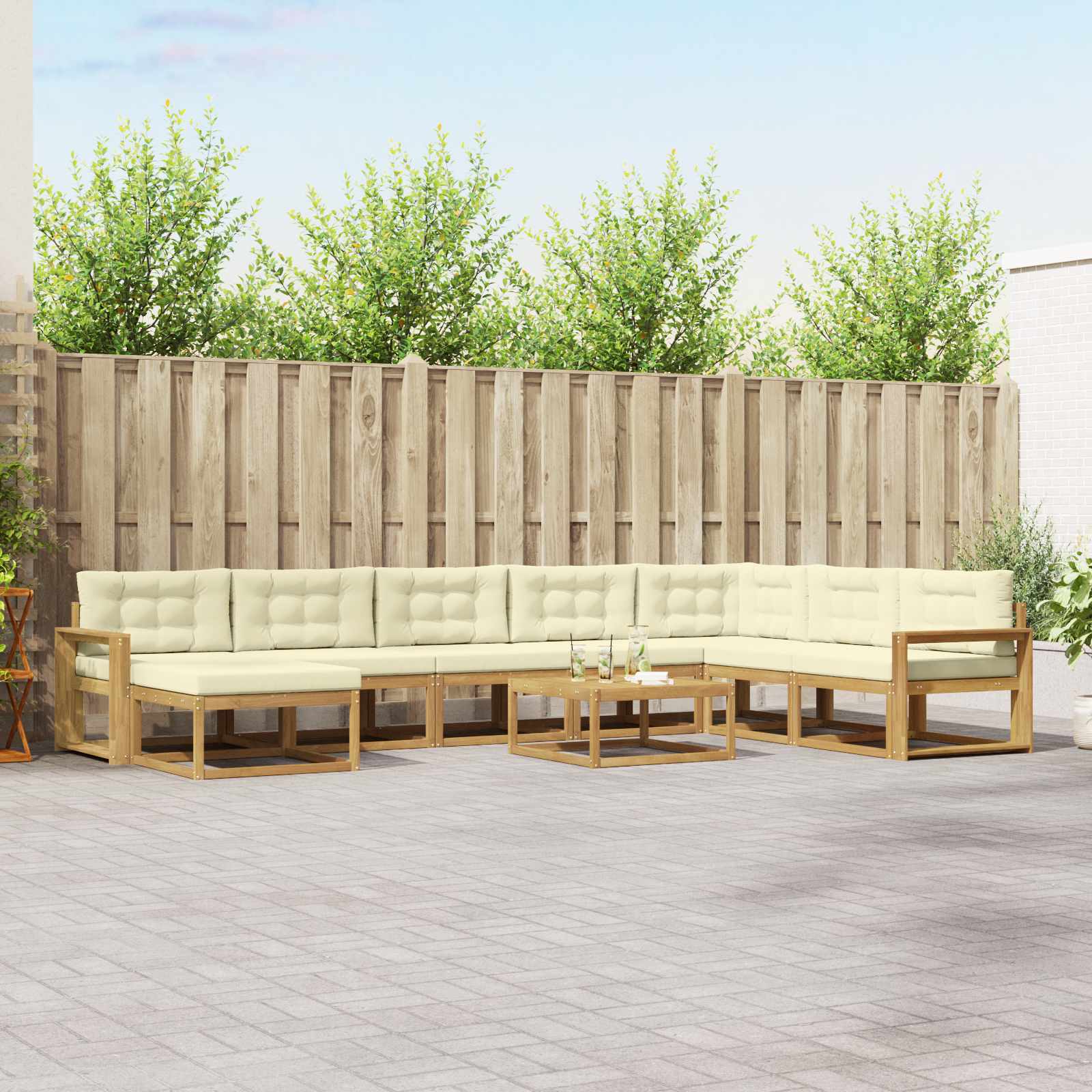 vidaXL Buiten bankenset 9 pcs Naturel Massief Acaciahout