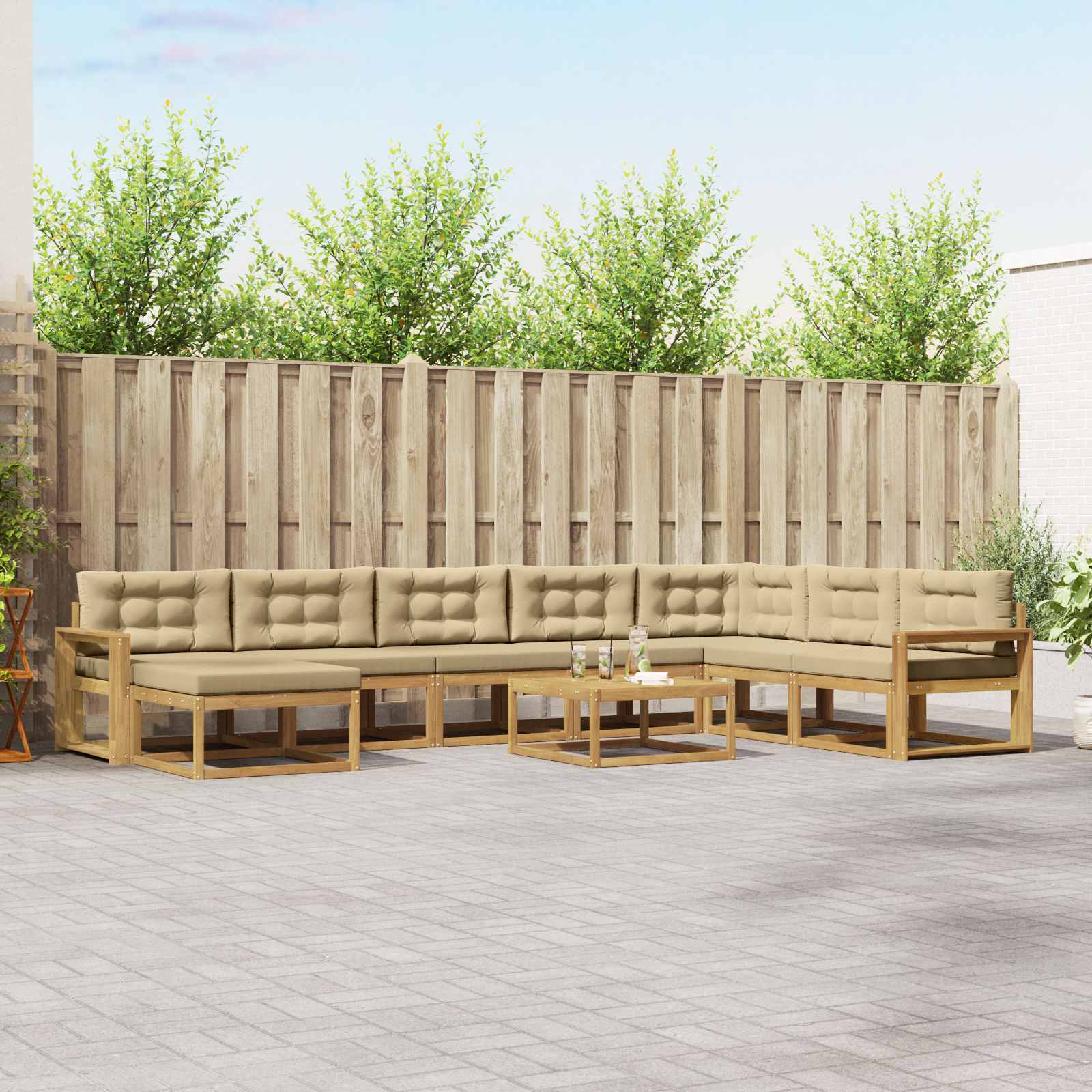 vidaXL Buiten bankenset 9 pcs Naturel Massief Acaciahout