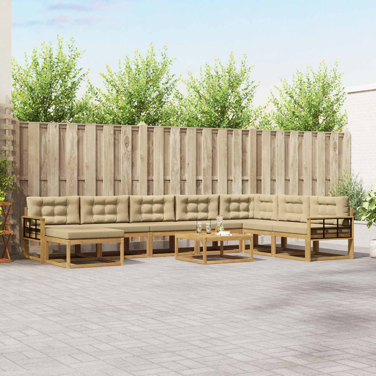 vidaXL Buiten bankenset 9 pcs Naturel Massief Acaciahout