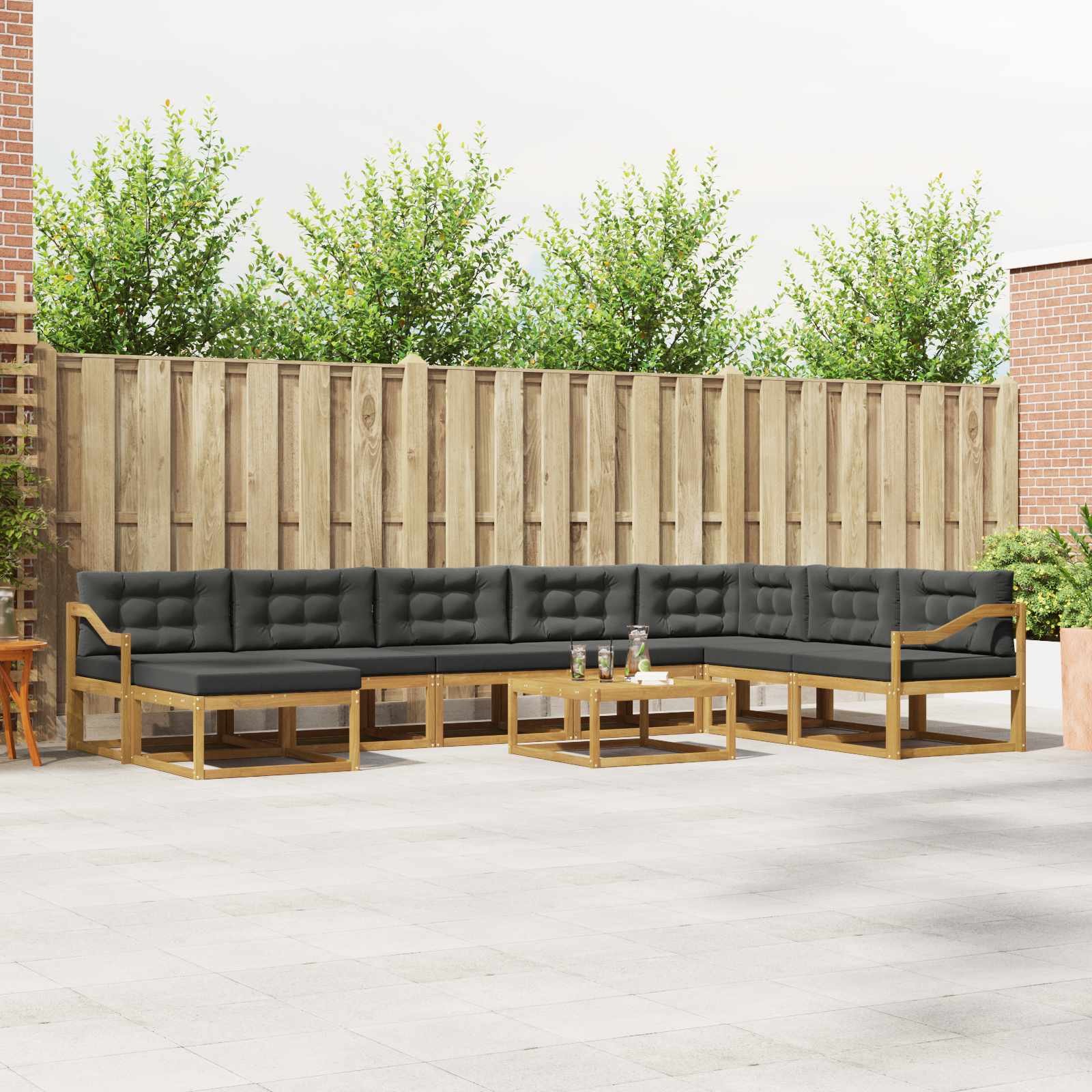 vidaXL Buiten bankenset 9 pcs Naturel Massief Acaciahout