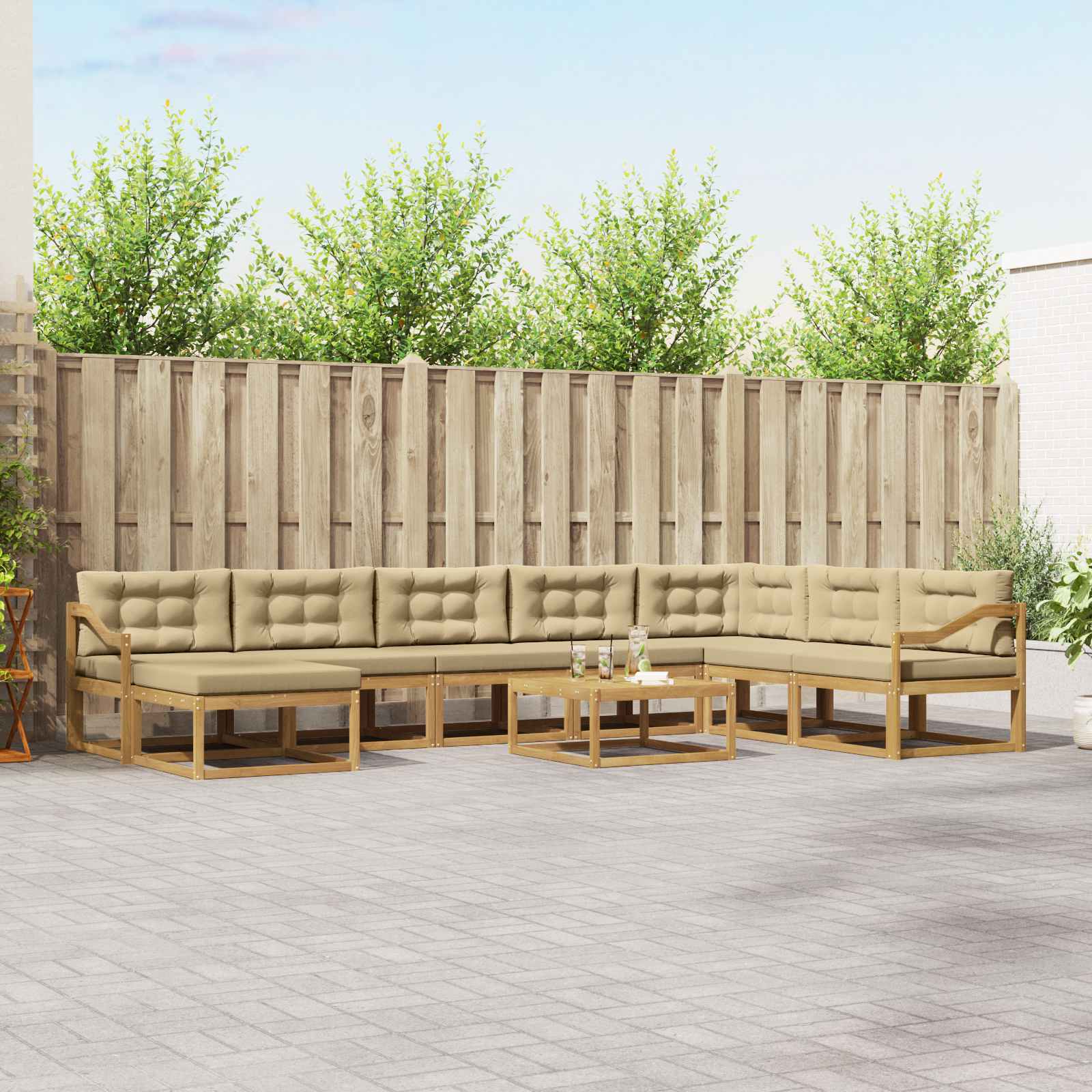 vidaXL Buiten bankenset 9 pcs Naturel Massief Acaciahout