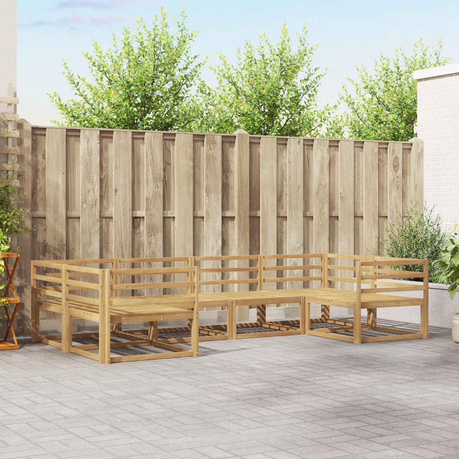 vidaXL Buiten bankenset 6 pcs Naturel Massief Acaciahout