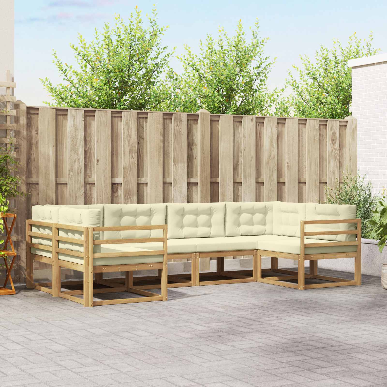 vidaXL Buiten bankenset 6 pcs Naturel Massief Acaciahout