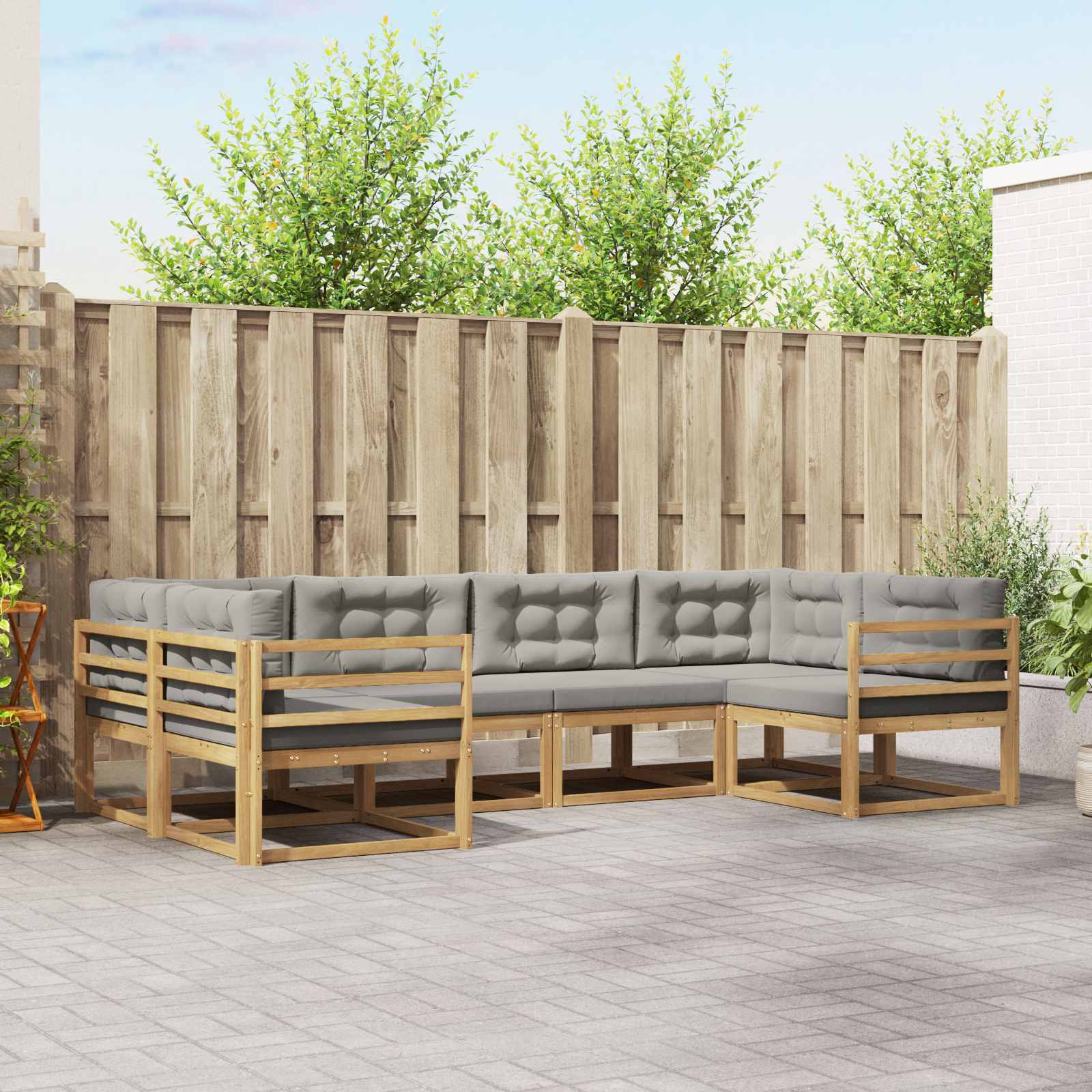 vidaXL Buiten bankenset 6 pcs Naturel Massief Acaciahout