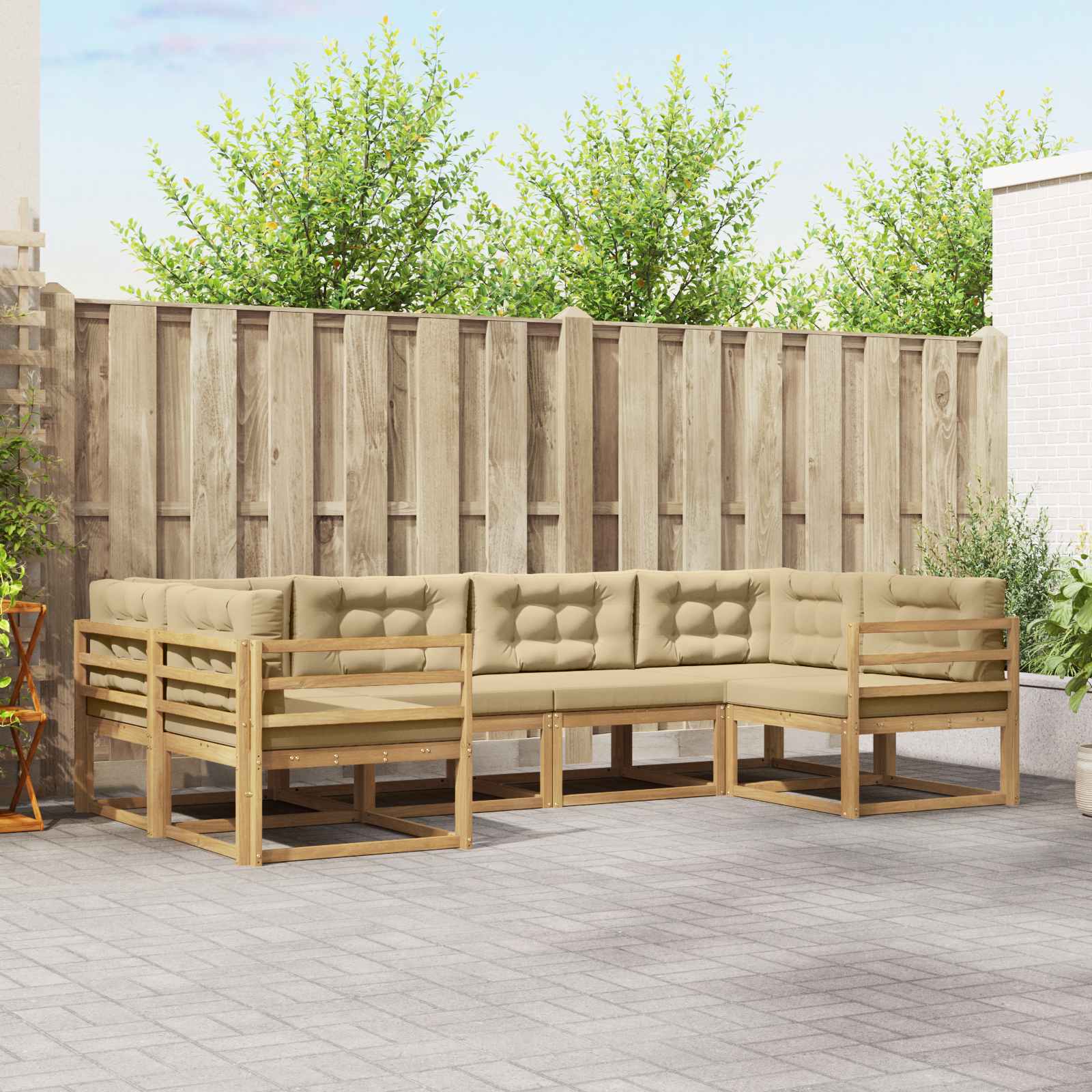 vidaXL Buiten bankenset 6 pcs Naturel Massief Acaciahout