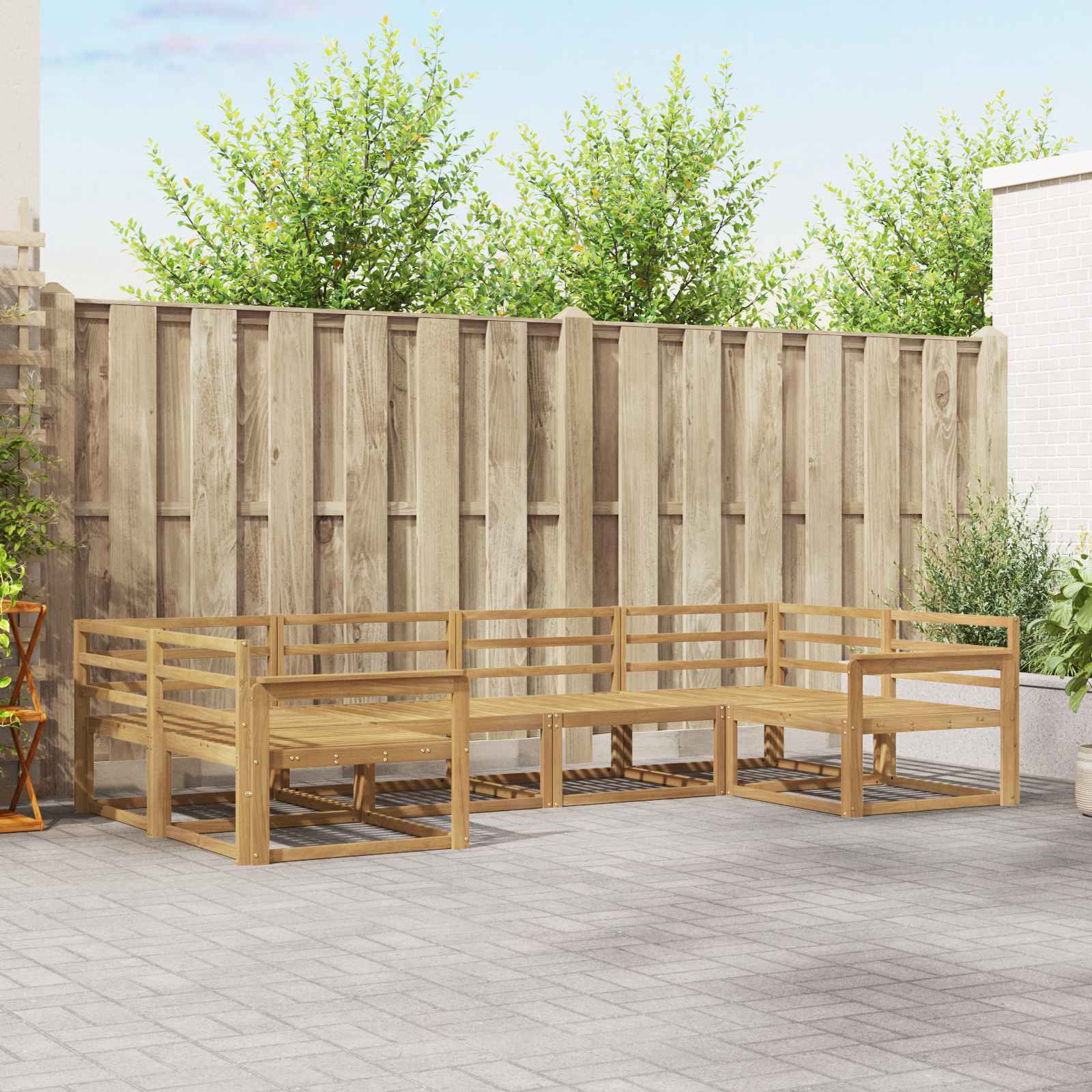 vidaXL Buiten bankenset 6 pcs Naturel Massief Acaciahout