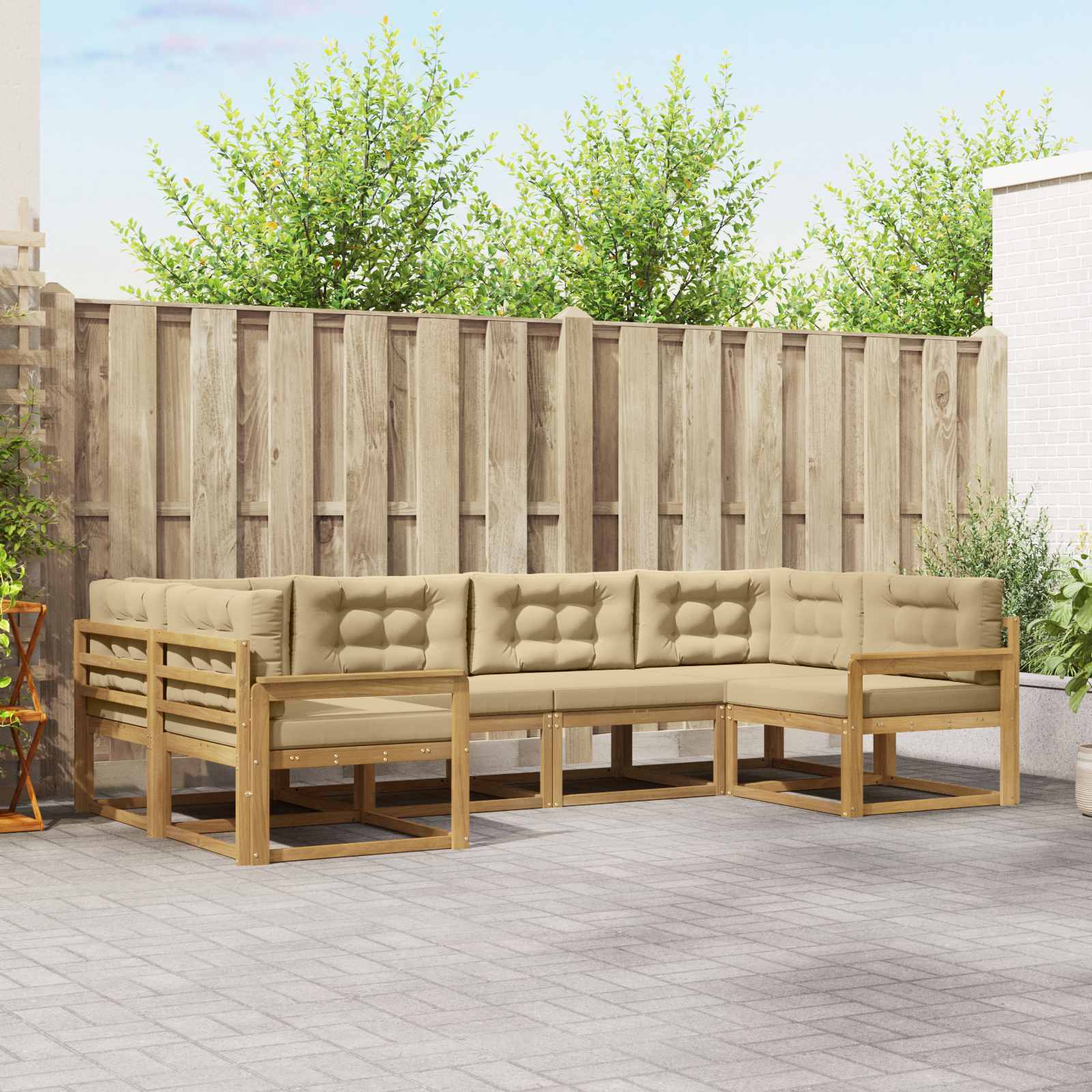 vidaXL Buiten bankenset 6 pcs Naturel Massief Acaciahout