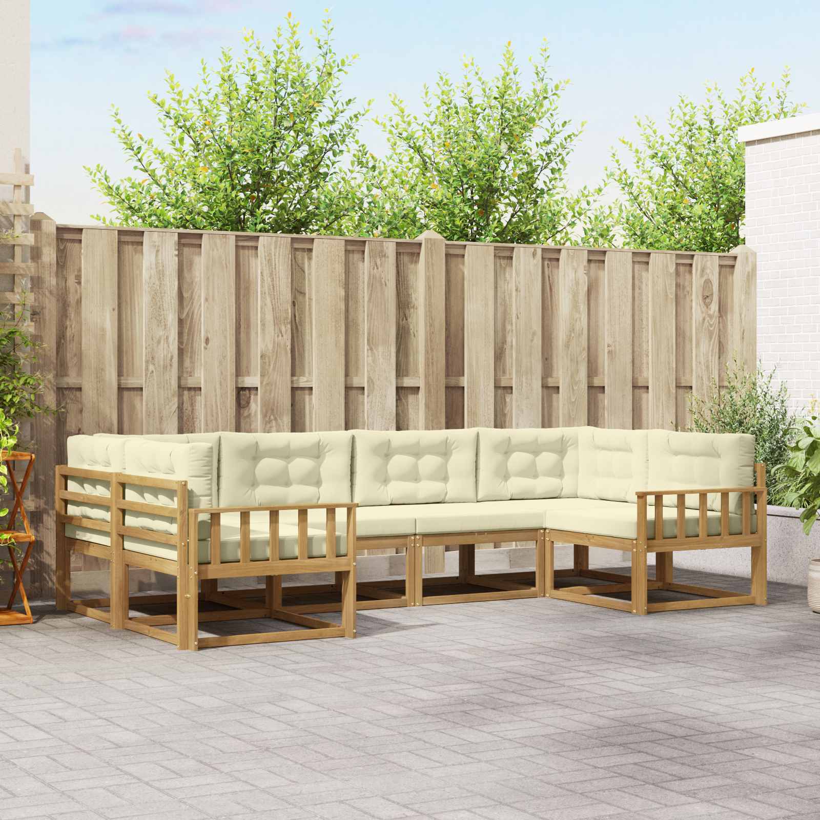 vidaXL Buiten bankenset 6 pcs Naturel Massief Acaciahout