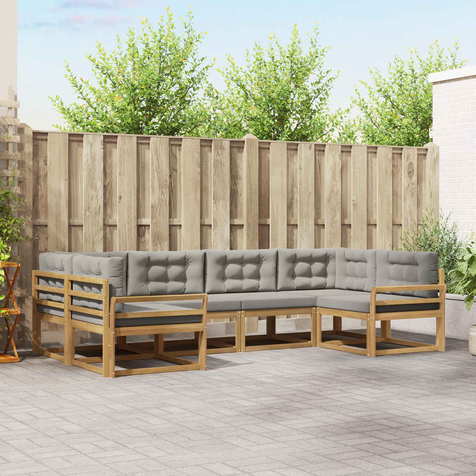 vidaXL Buiten bankenset 6 pcs Naturel Massief Acaciahout