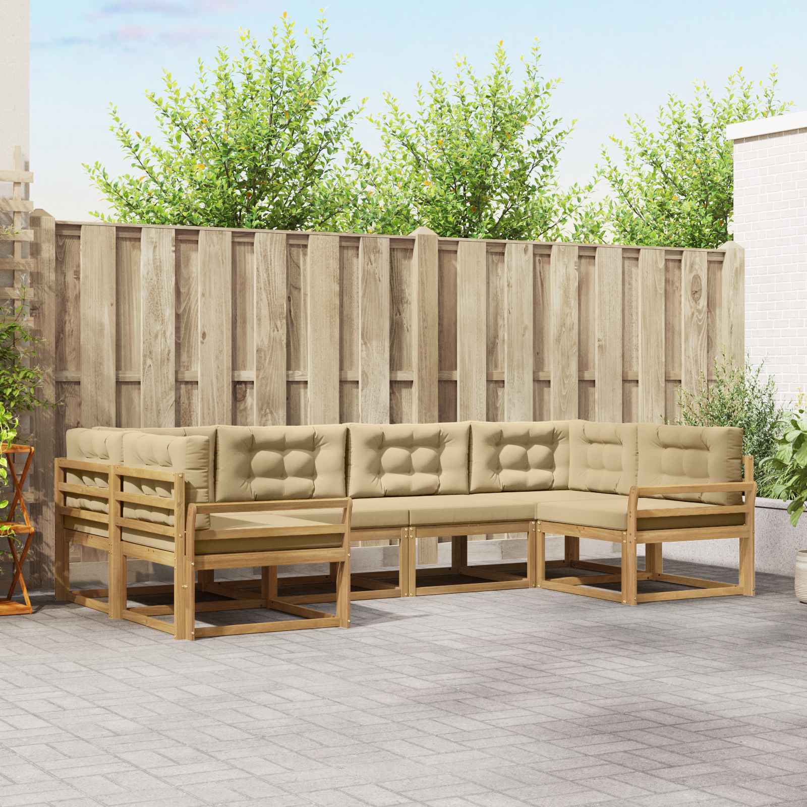 vidaXL Buiten bankenset 6 pcs Naturel Massief Acaciahout