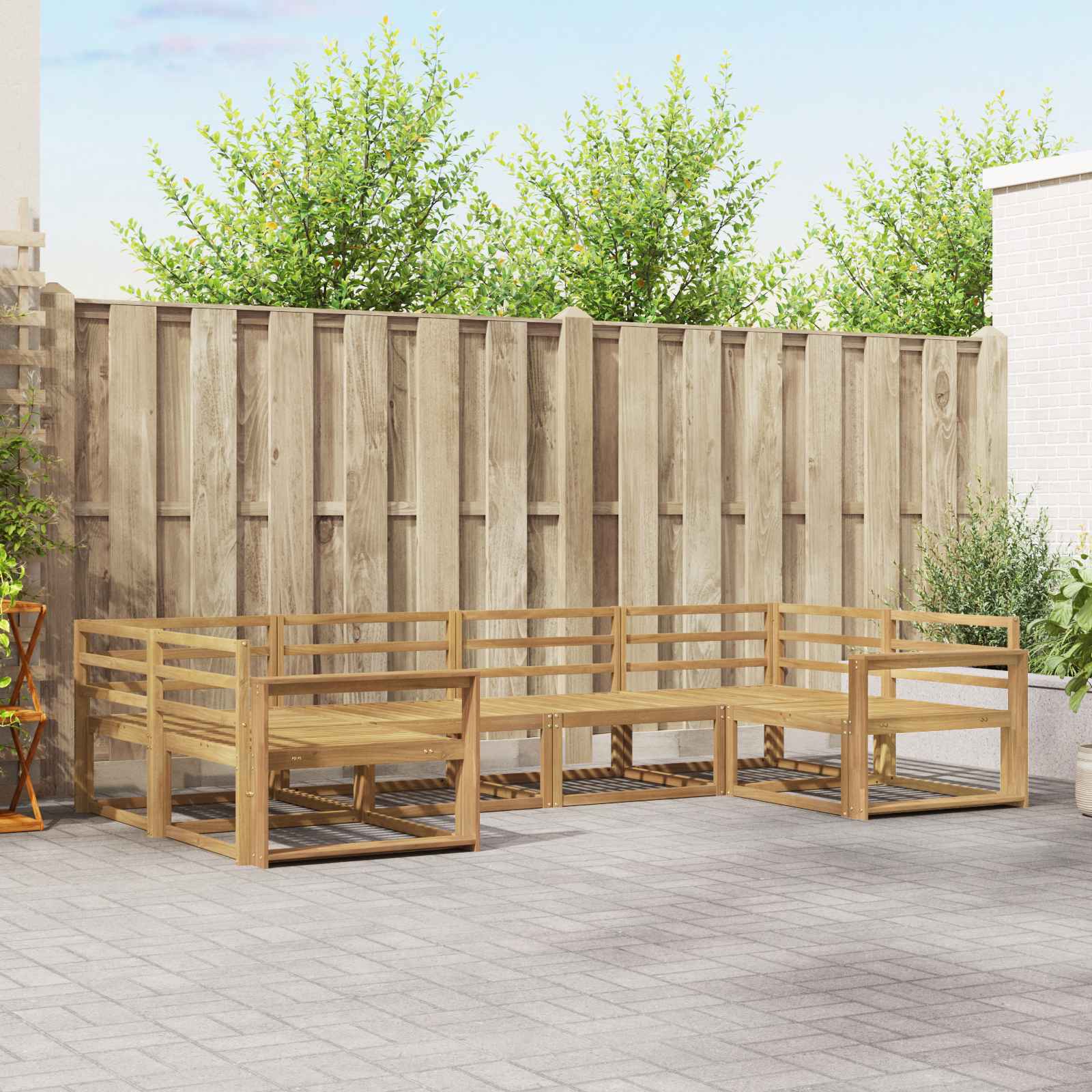 vidaXL Buiten bankenset 6 pcs Naturel Massief Acaciahout