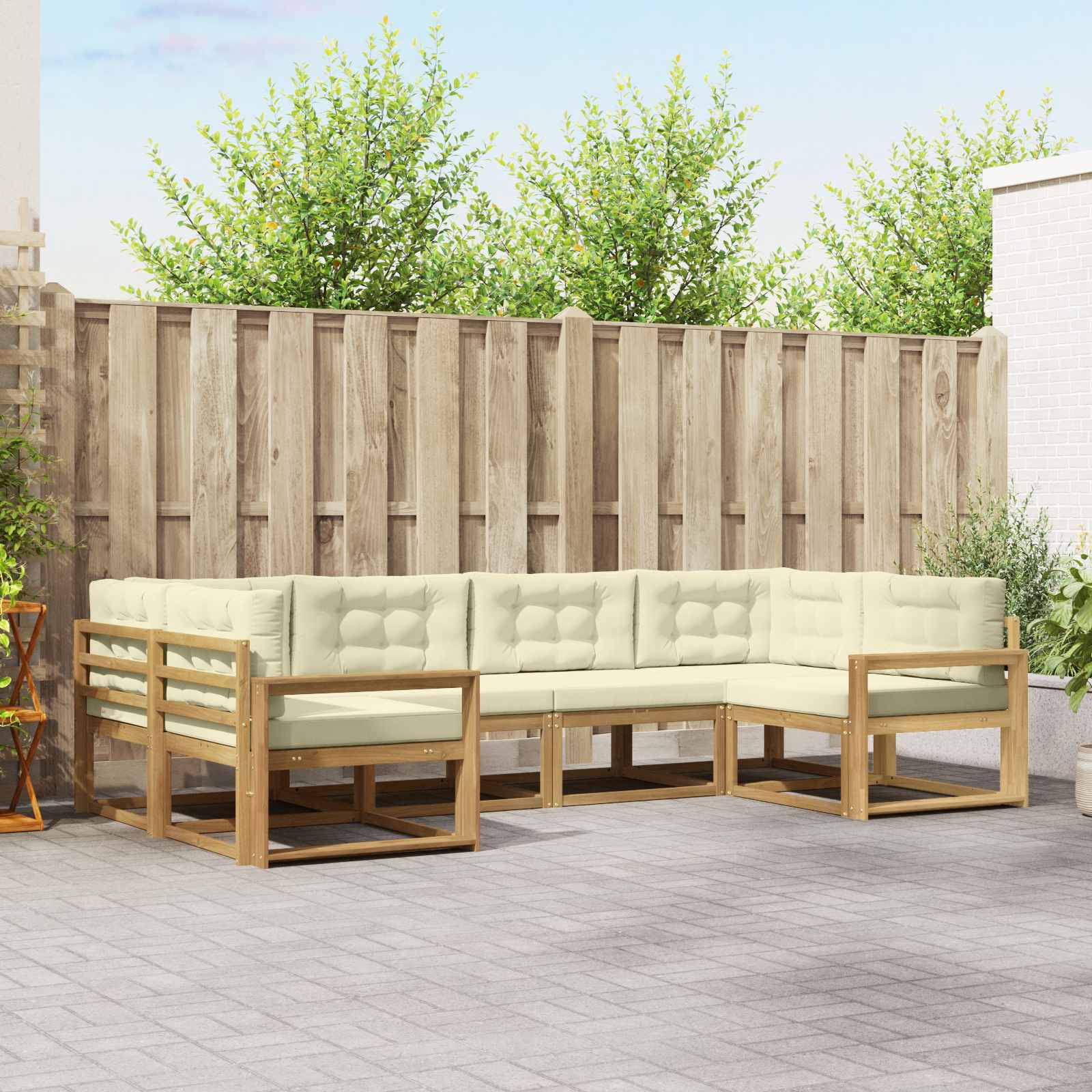 vidaXL Buiten bankenset 6 pcs Naturel Massief Acaciahout