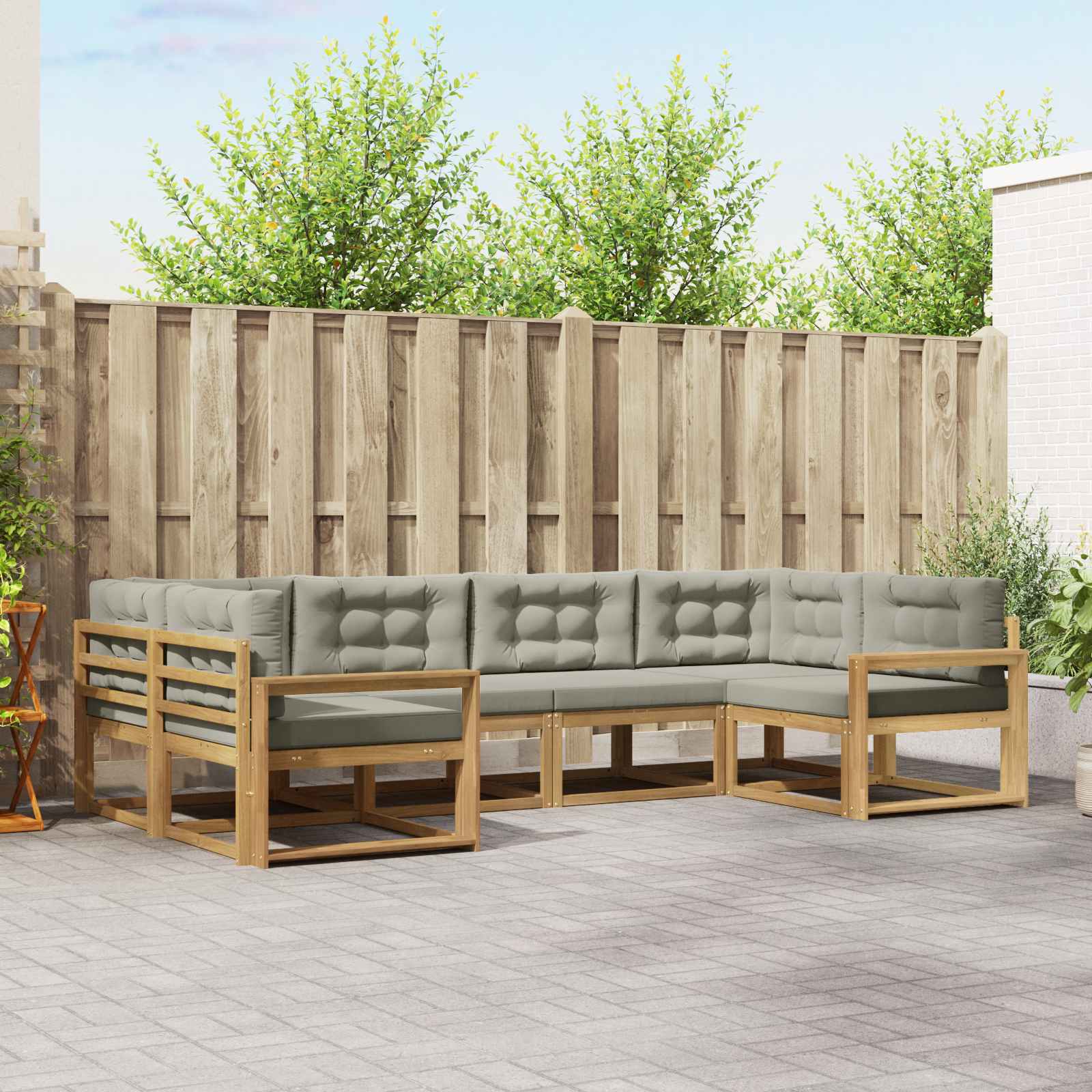vidaXL Buiten bankenset 6 pcs Naturel Massief Acaciahout