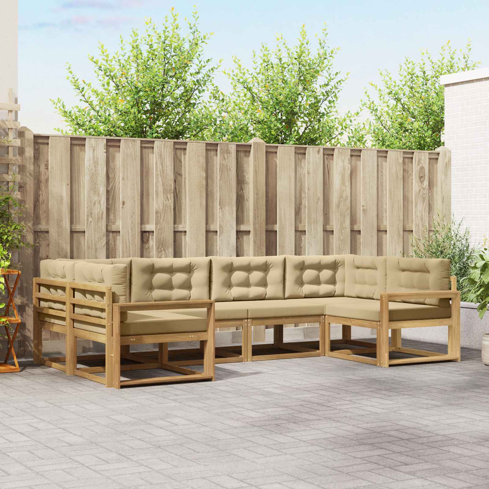 vidaXL Buiten bankenset 6 pcs Naturel Massief Acaciahout