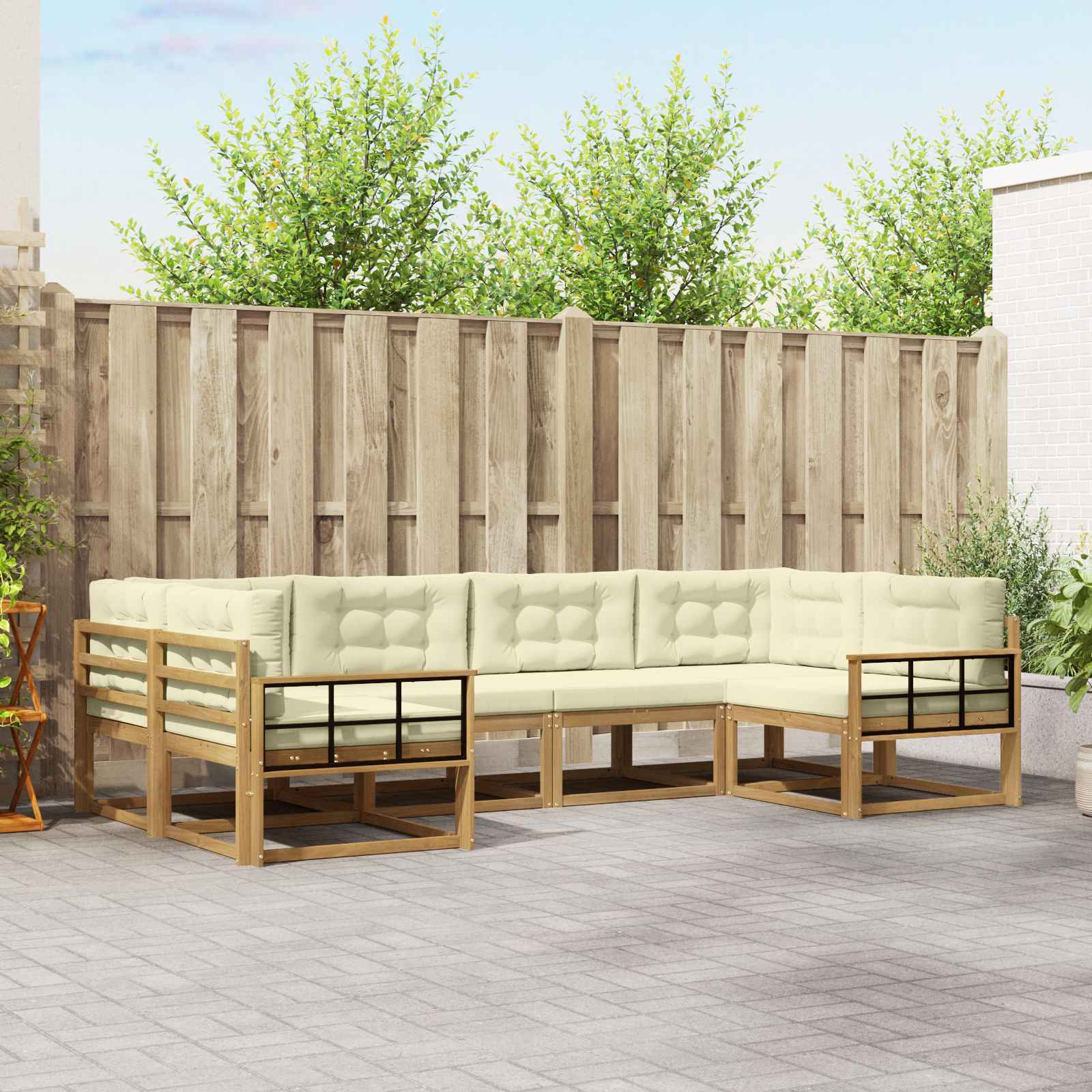 vidaXL Buiten bankenset 6 pcs Naturel Massief Acaciahout