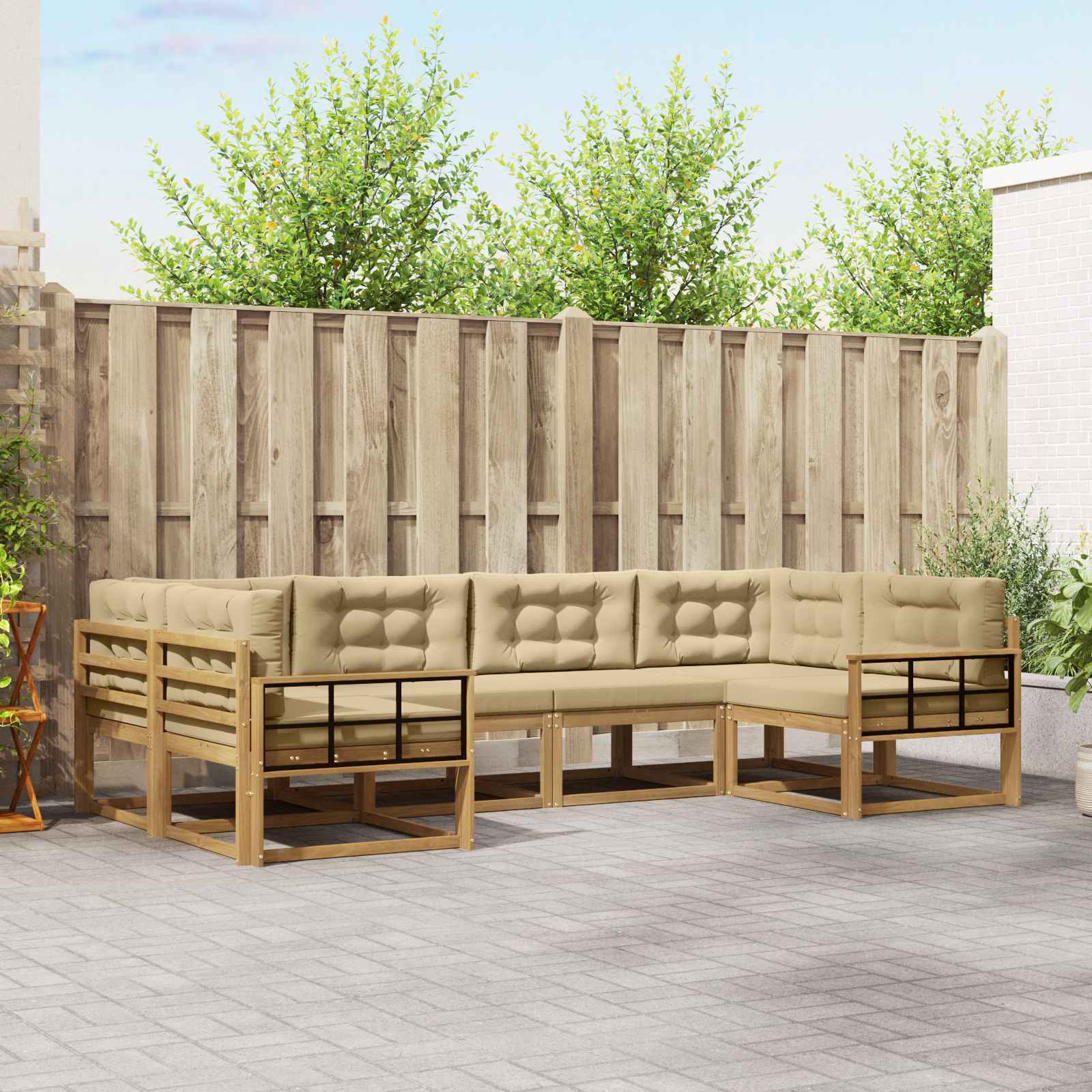 vidaXL Buiten bankenset 6 pcs Naturel Massief Acaciahout