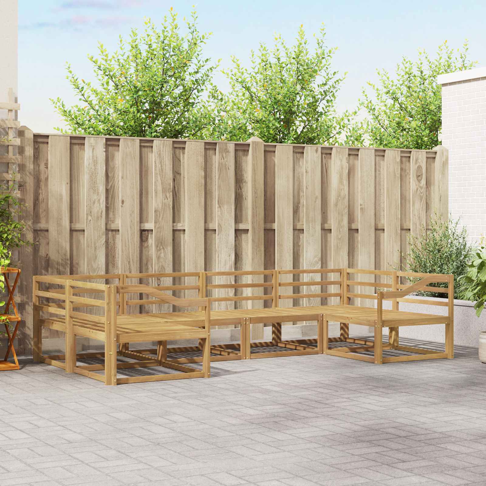 vidaXL Buiten bankenset 6 pcs Naturel Massief Acaciahout