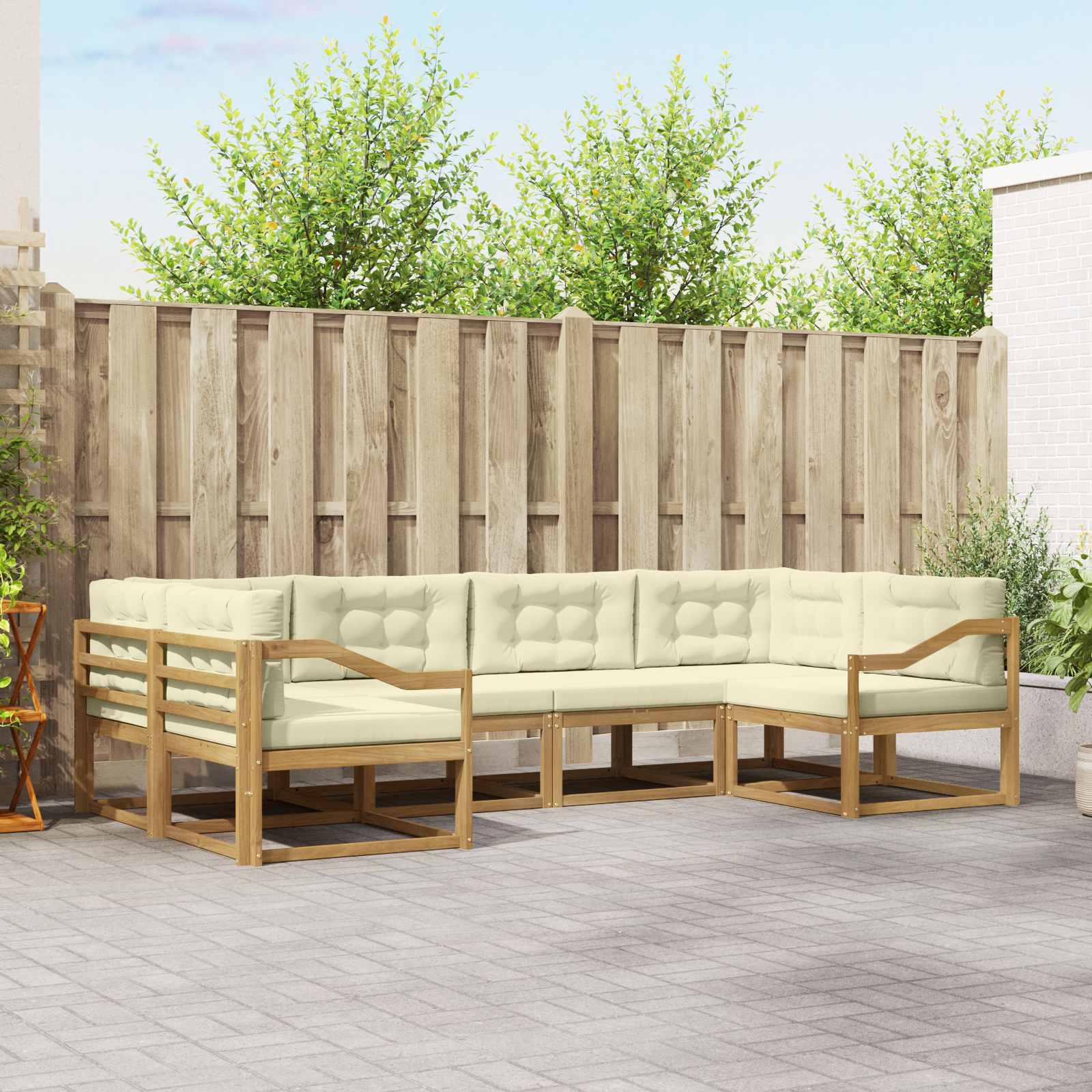 vidaXL Buiten bankenset 6 pcs Naturel Massief Acaciahout