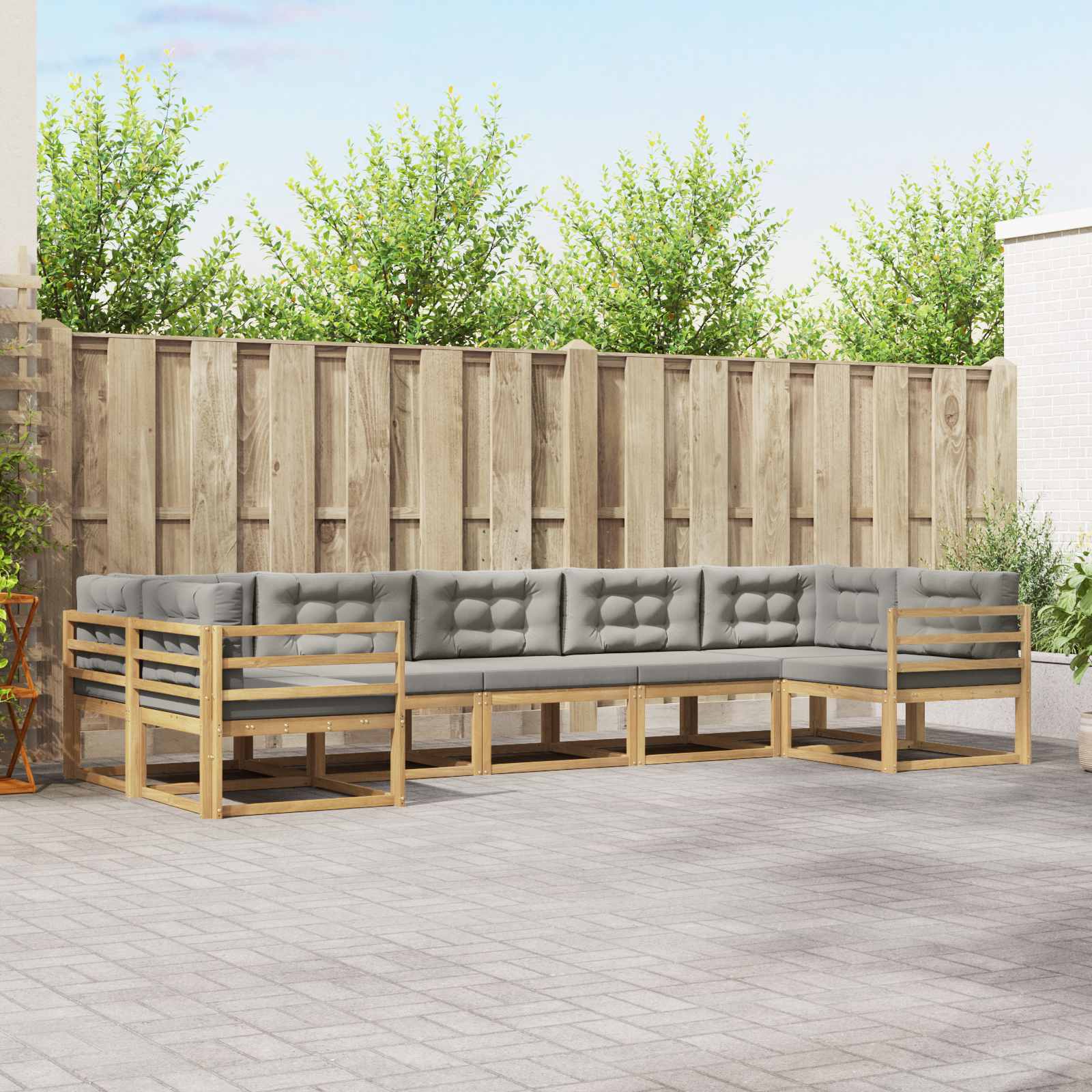 vidaXL Buiten bankenset 7 pcs Naturel Massief Acaciahout