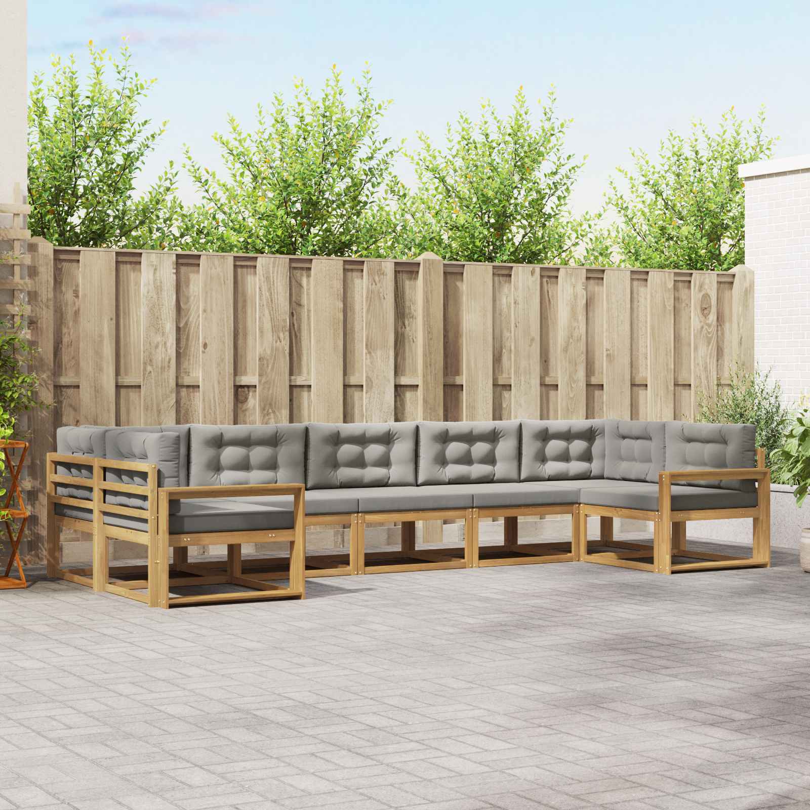 vidaXL Buiten bankenset 7 pcs Naturel Massief Acaciahout
