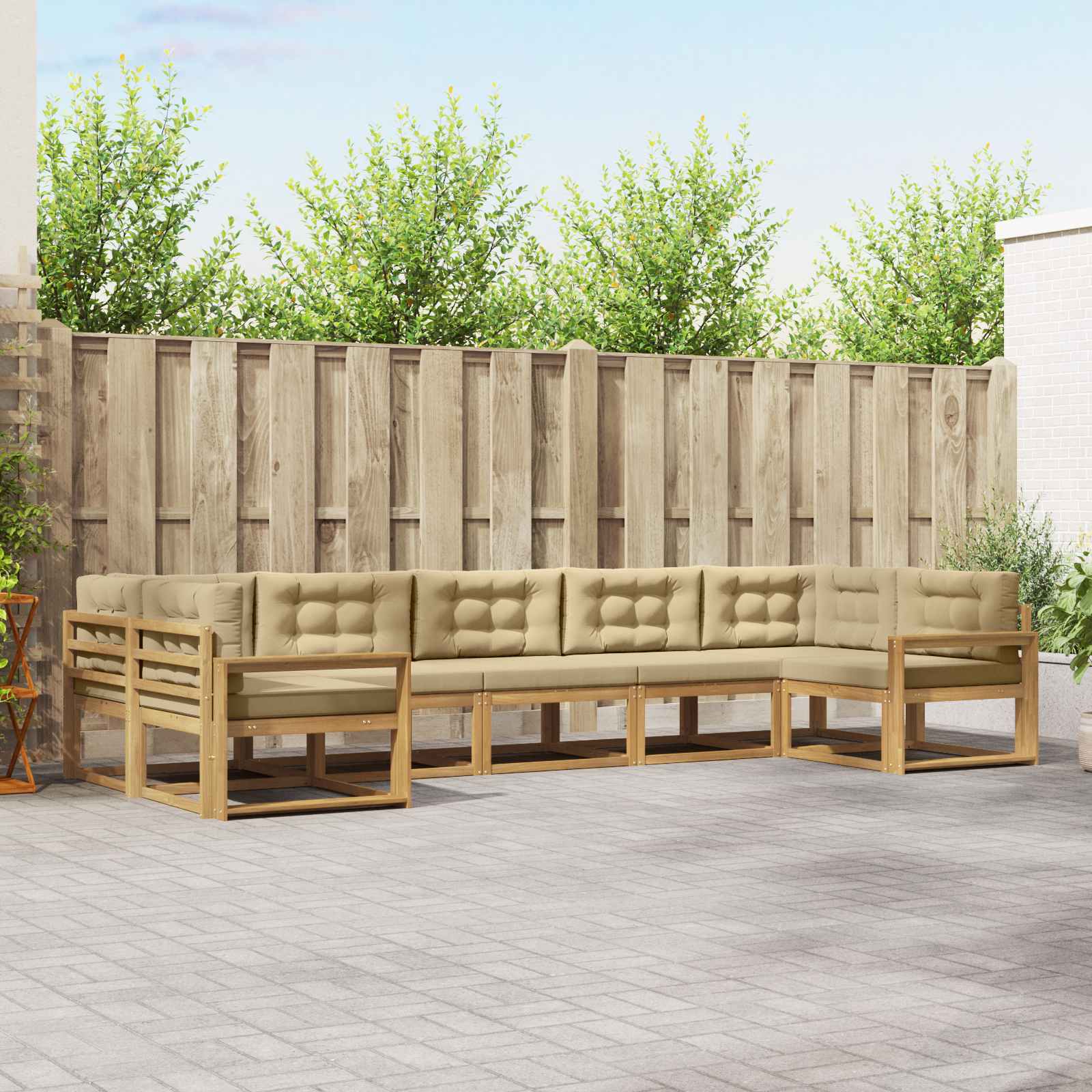 vidaXL Buiten bankenset 7 pcs Naturel Massief Acaciahout