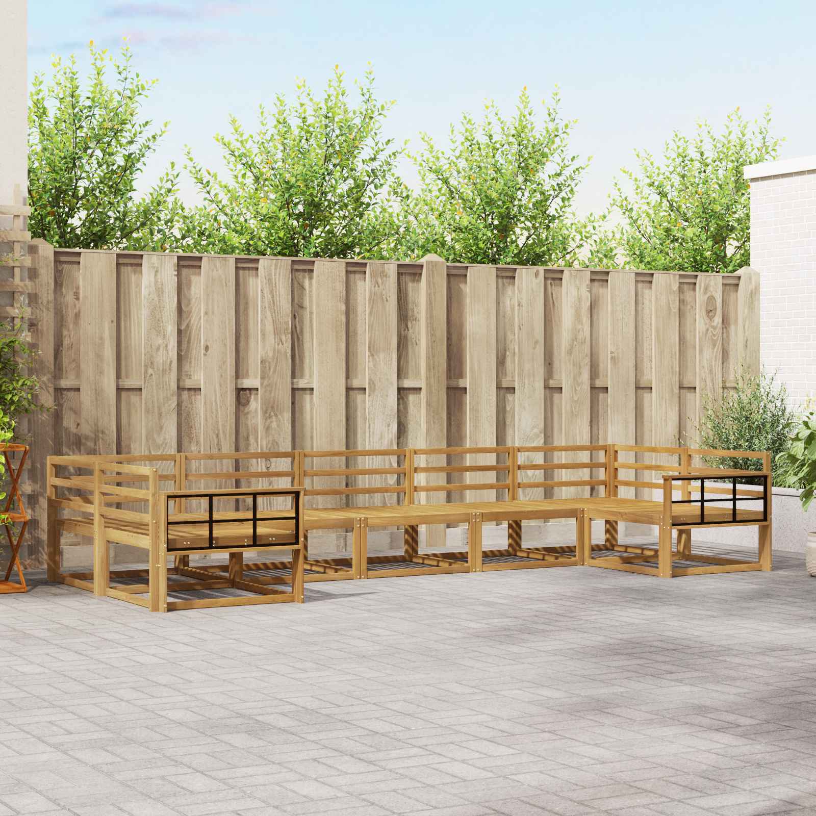 vidaXL Buiten bankenset 7 pcs Naturel Massief Acaciahout