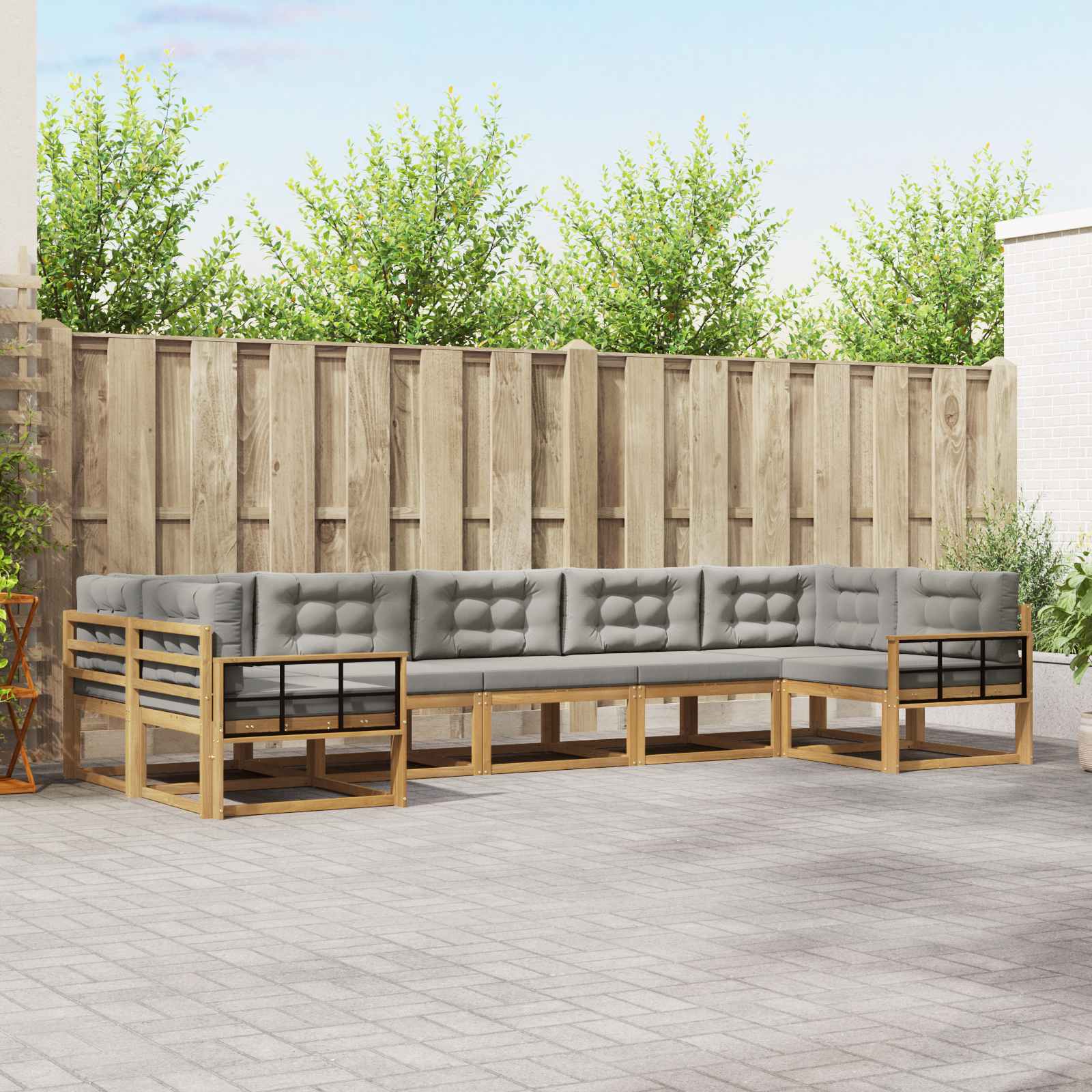 vidaXL Buiten bankenset 7 pcs Naturel Massief Acaciahout