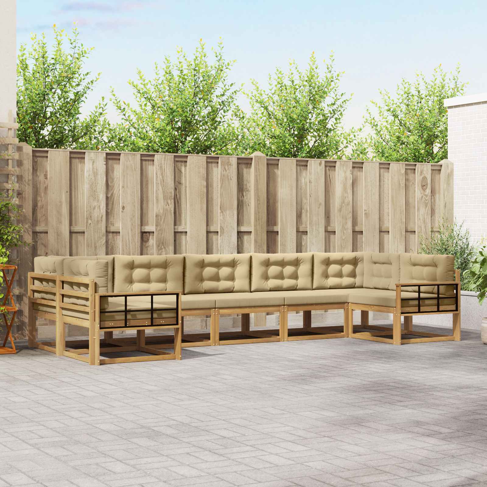 vidaXL Buiten bankenset 7 pcs Naturel Massief Acaciahout