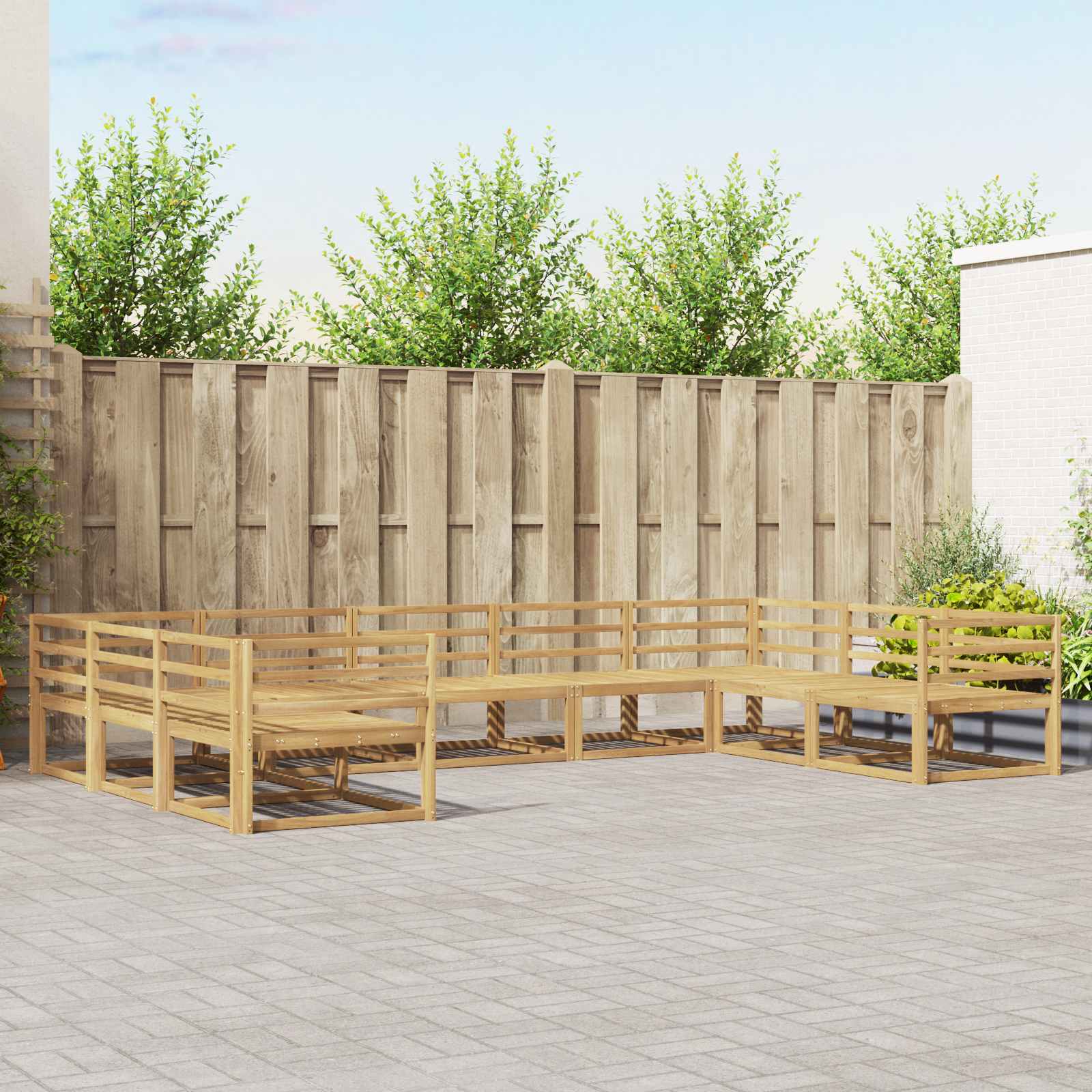 vidaXL Buiten bankenset 9 pcs Naturel Massief Acaciahout