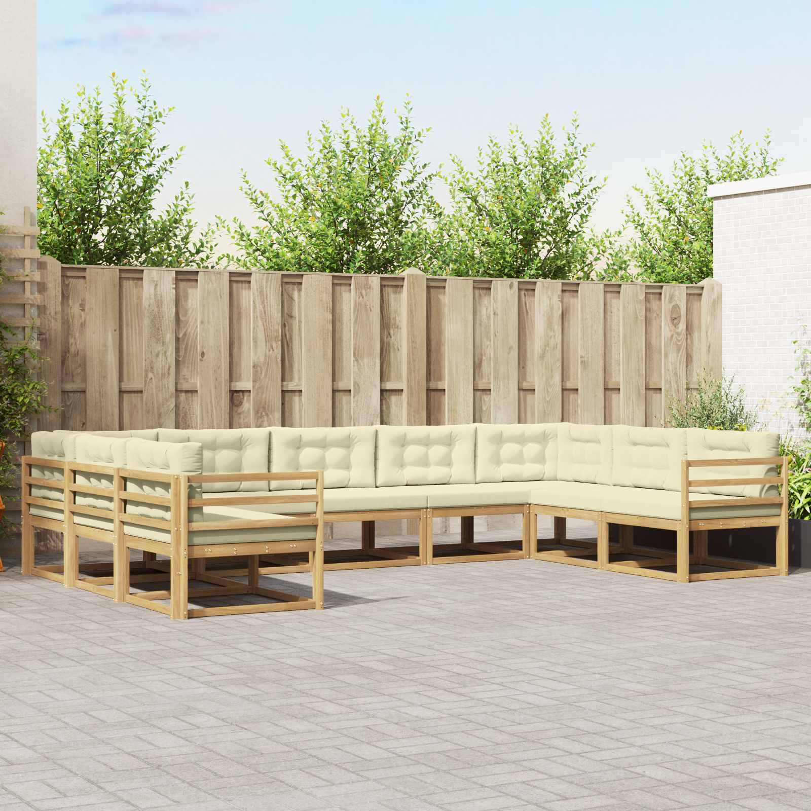 vidaXL Buiten bankenset 9 pcs Naturel Massief Acaciahout