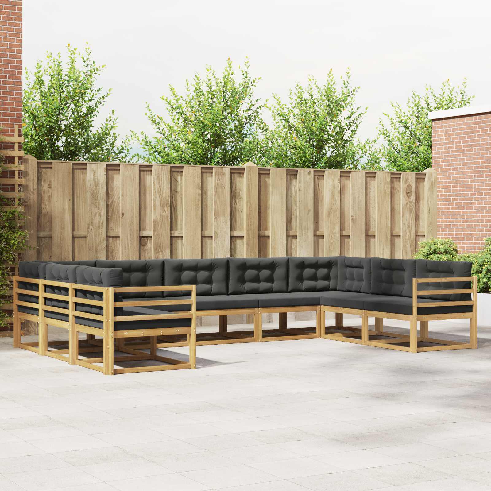 vidaXL Buiten bankenset 9 pcs Naturel Massief Acaciahout