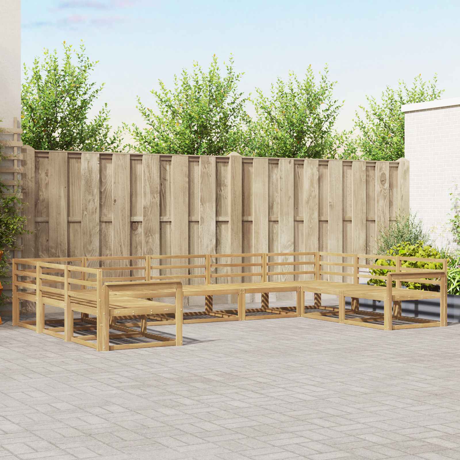 vidaXL Buiten bankenset 9 pcs Naturel Massief Acaciahout