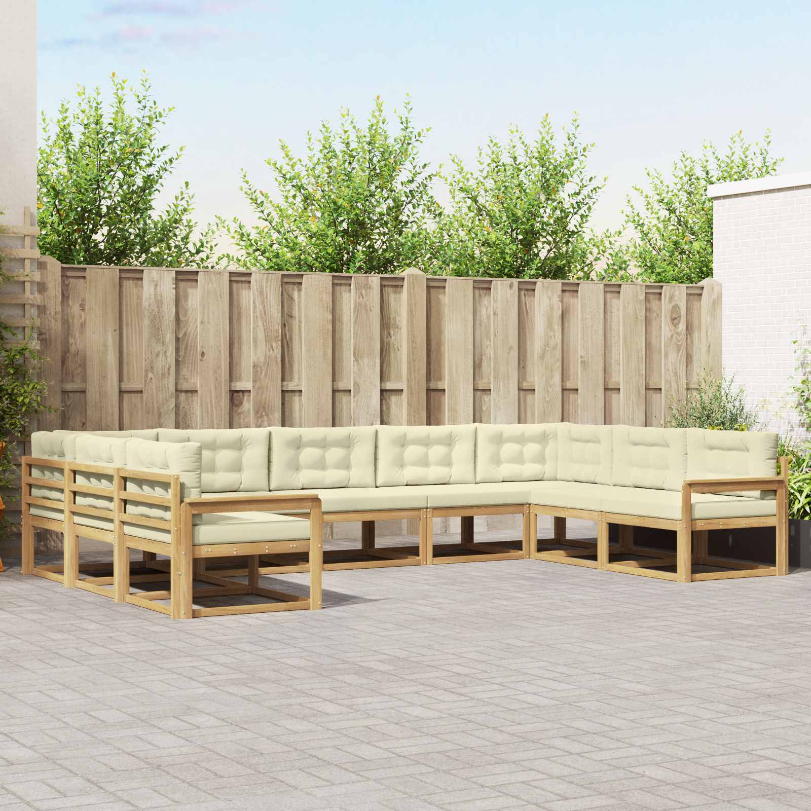 vidaXL Buiten bankenset 9 pcs Naturel Massief Acaciahout