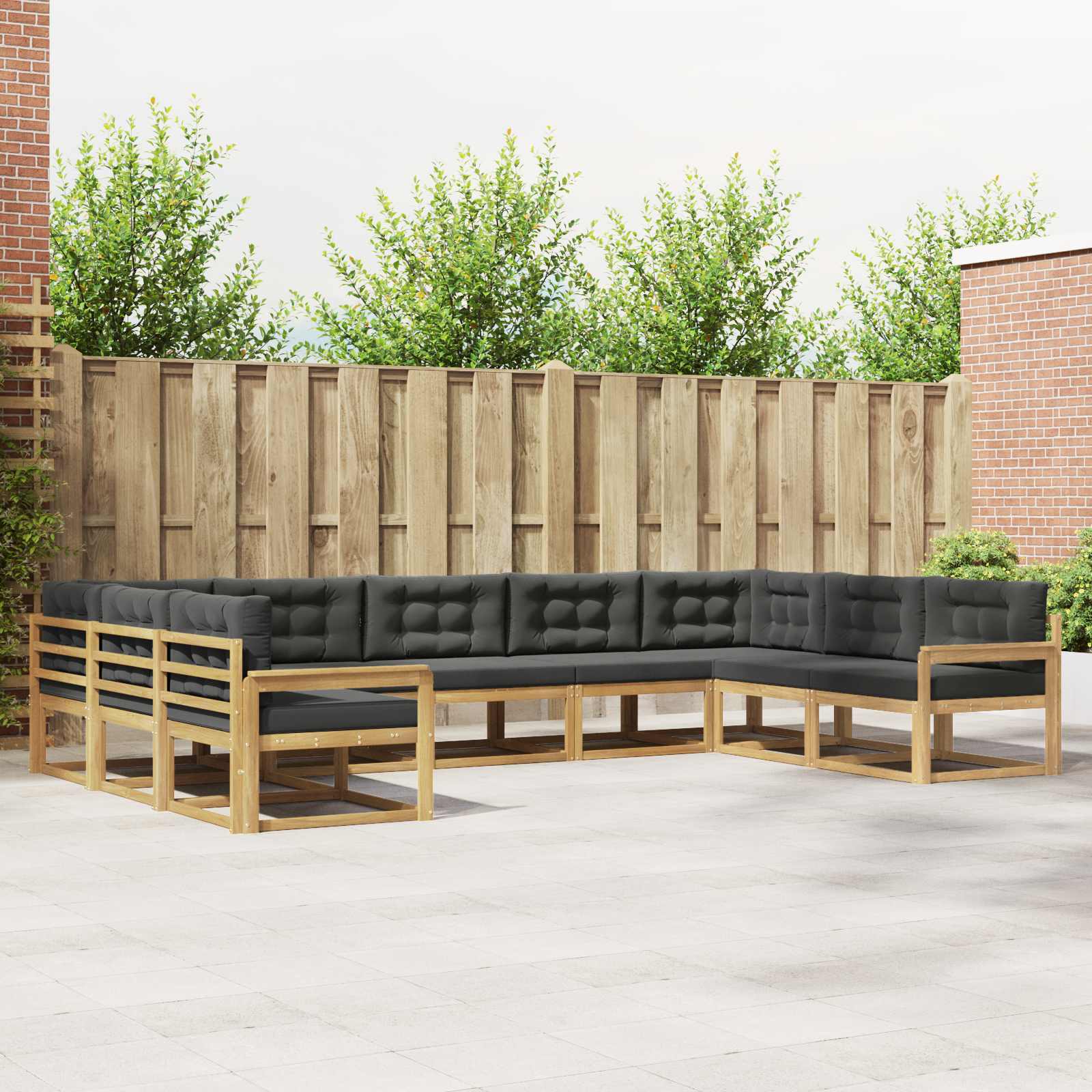 vidaXL Buiten bankenset 9 pcs Naturel Massief Acaciahout