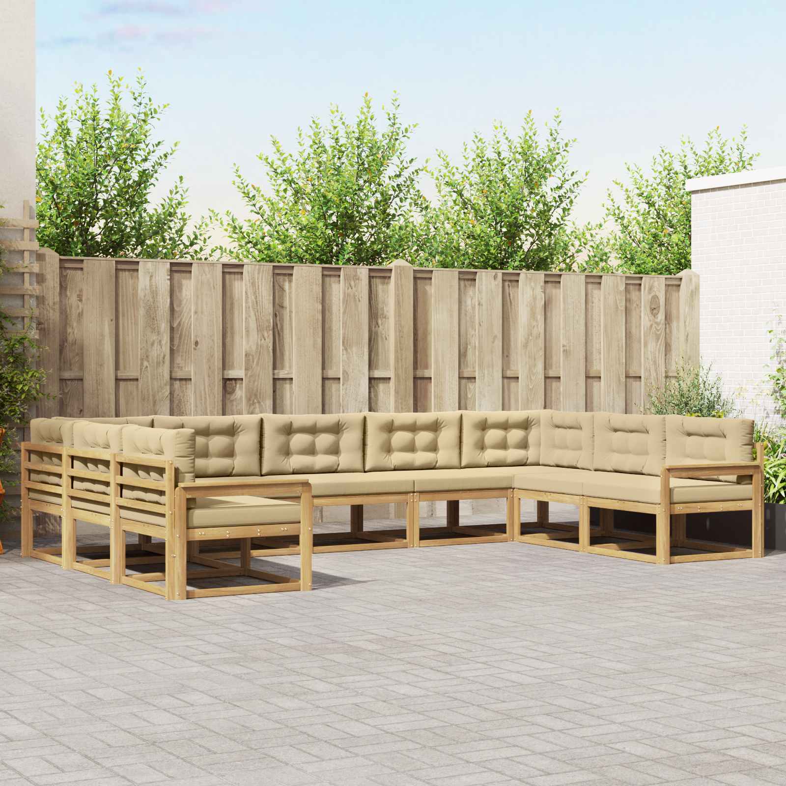 vidaXL Buiten bankenset 9 pcs Naturel Massief Acaciahout