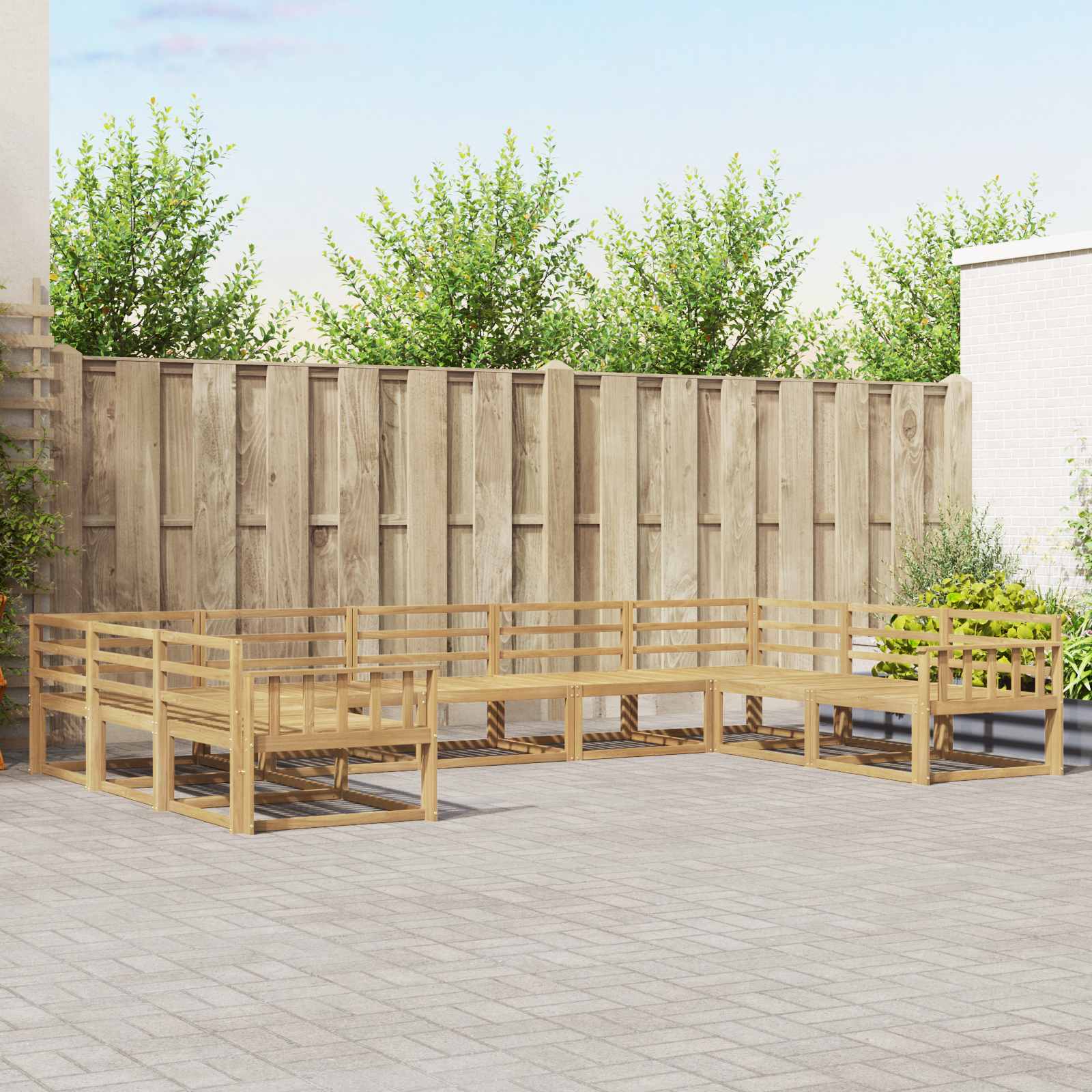 vidaXL Buiten bankenset 9 pcs Naturel Massief Acaciahout