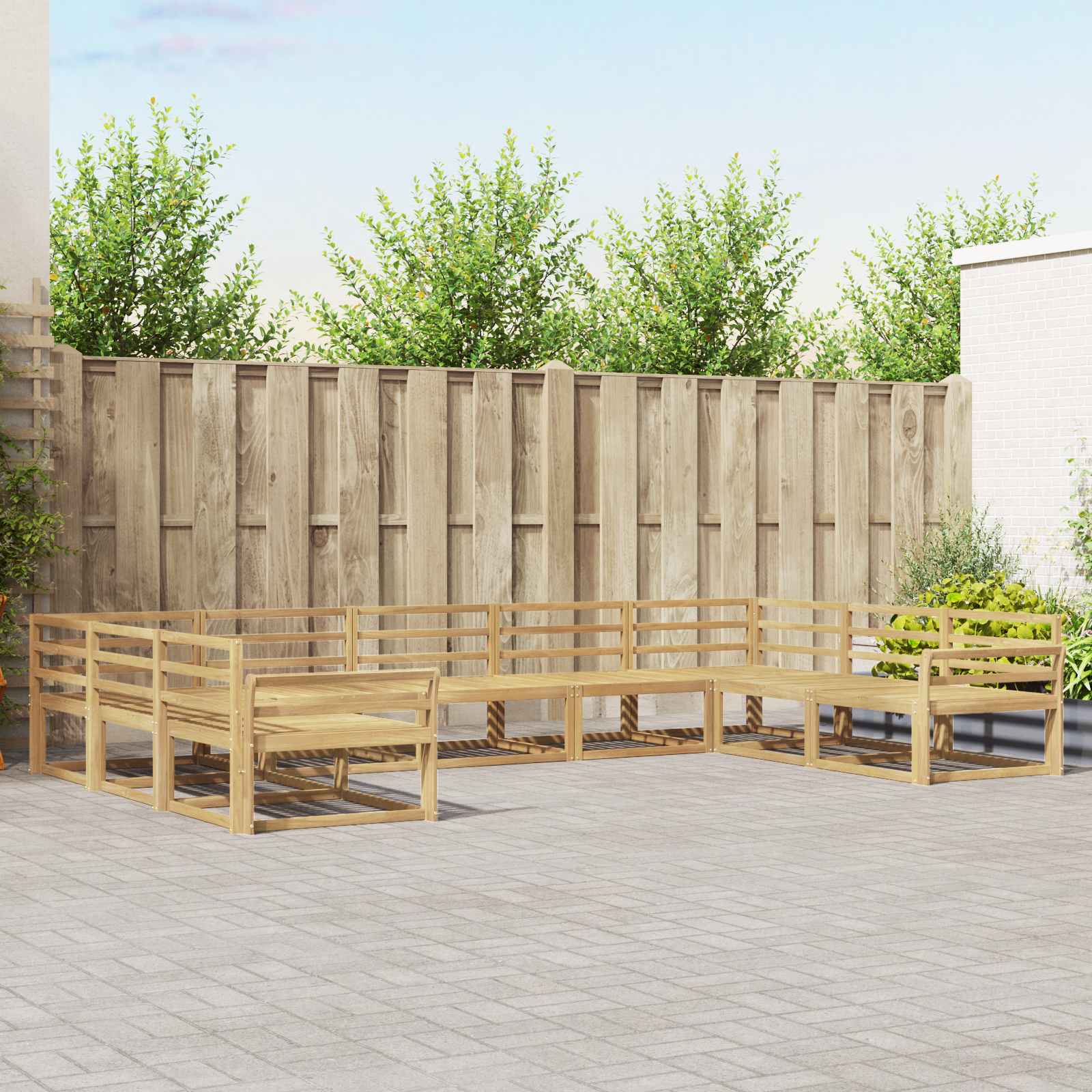 vidaXL Buiten bankenset 9 pcs Naturel Massief Acaciahout