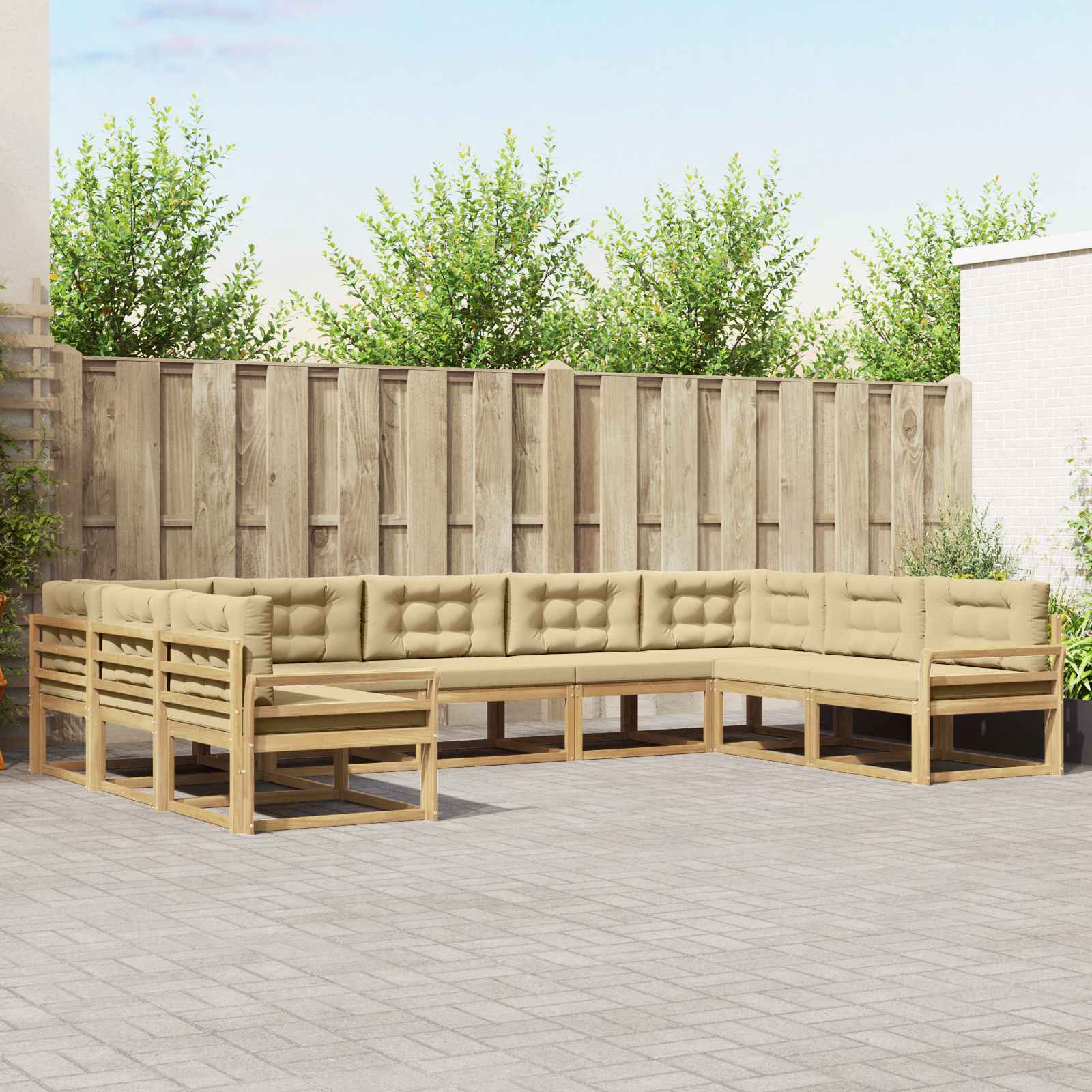 vidaXL Buiten bankenset 9 pcs Naturel Massief Acaciahout