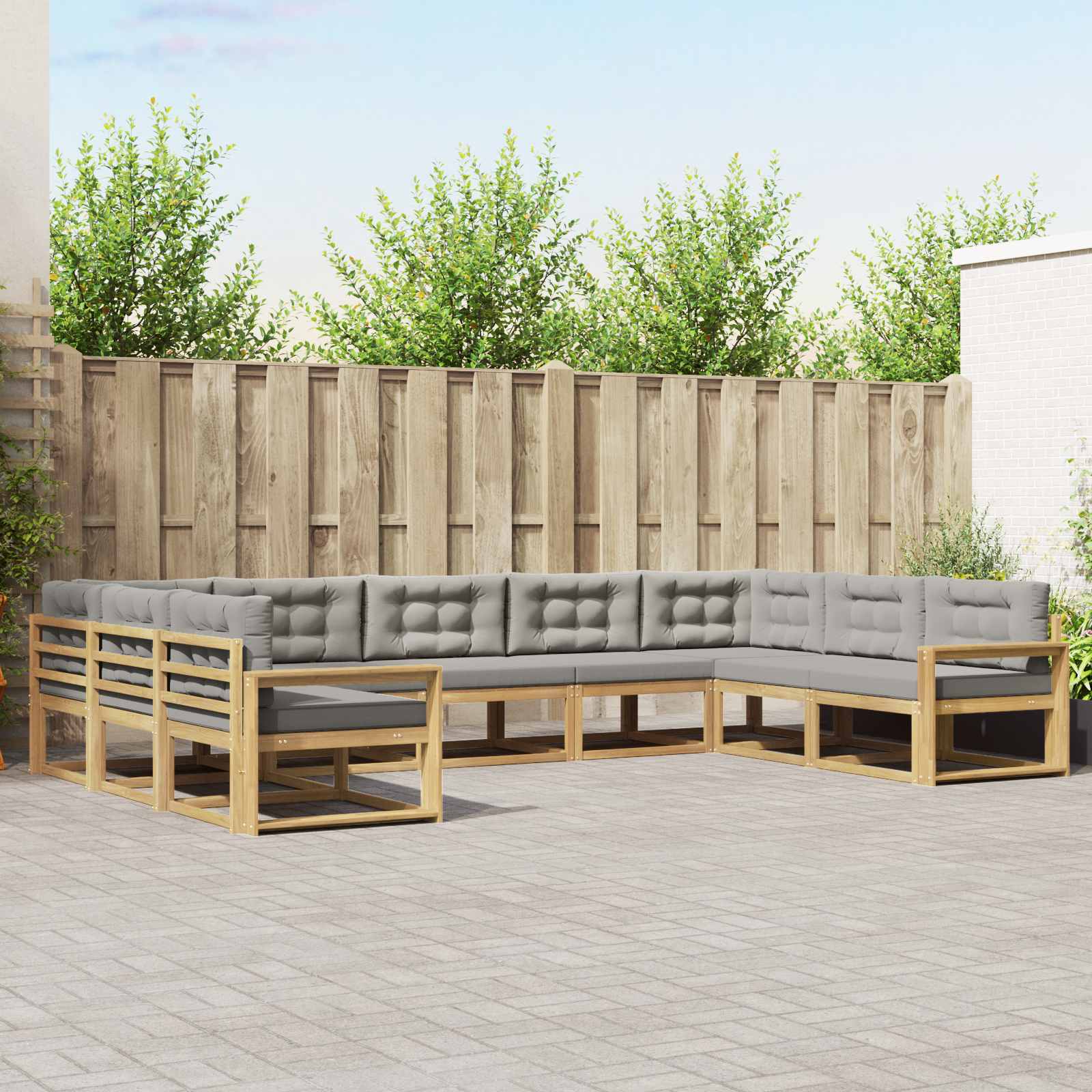 vidaXL Buiten bankenset 9 pcs Naturel Massief Acaciahout